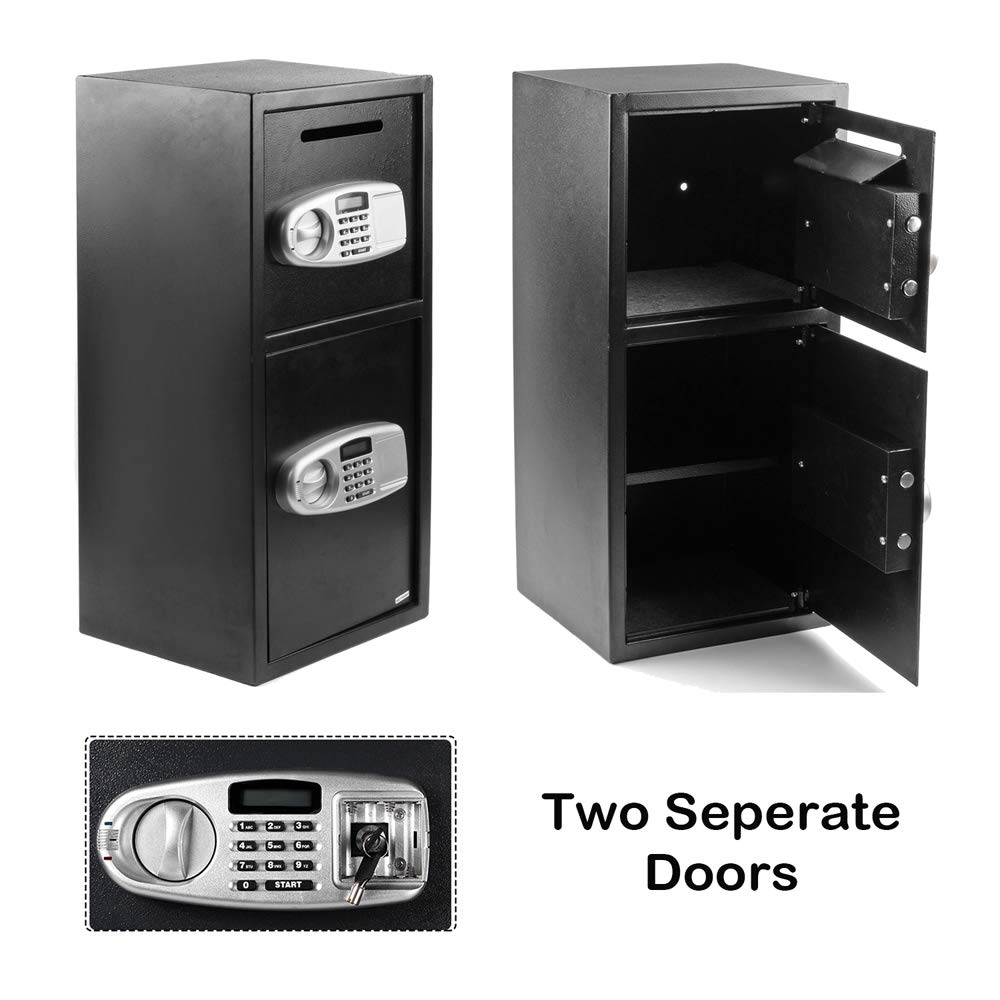 Secure Digital Safe Box with Double Door & Keys - Home & Office Security Safe for Cash, Valuables & Gun Storage | Ideal for Bedroom, Closet & Business Use