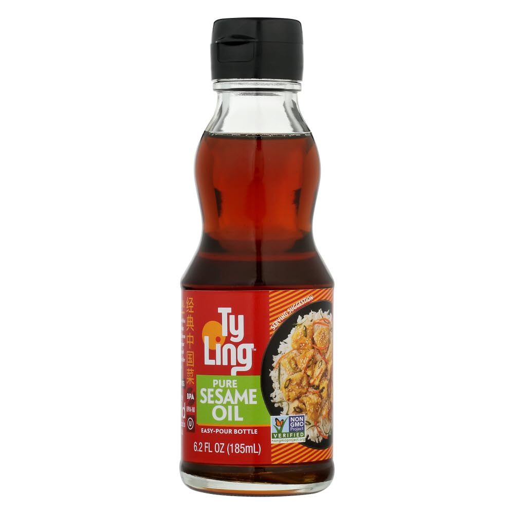 Premium Ty Ling Pure Sesame Oil - Cold Pressed, 100% Natural, Rich Flavor for Asian Cooking, Stir Fry, Salad Dressing & Marinades