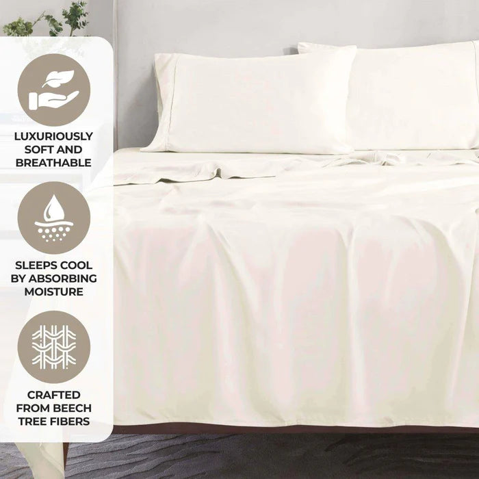300 Thread Count Modal Beechwood Pillowcase Set - 2 Piece Soft & Breathable Bedding for a Comfortable Night's Sleep - Perfect for Home, Hotel, and Travel Use