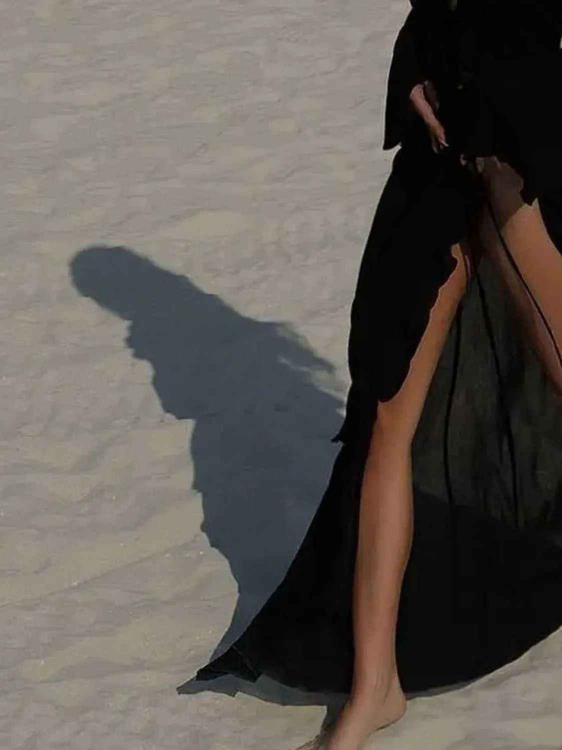Elegant Ruffled Long Sleeve Beach Cover Up Dress - Flowy Summer Swimwear Coverup for Women, Perfect for Poolside, Vacation & Boho Outfits
