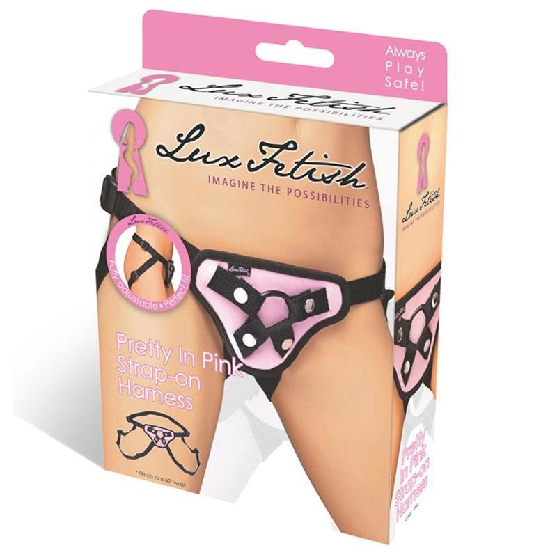 Lux Fetish Pretty in Pink Strap-On Harness - Adjustable Adult Toy for Couples & Solo Play - Perfect for Roleplay & BDSM Scenes