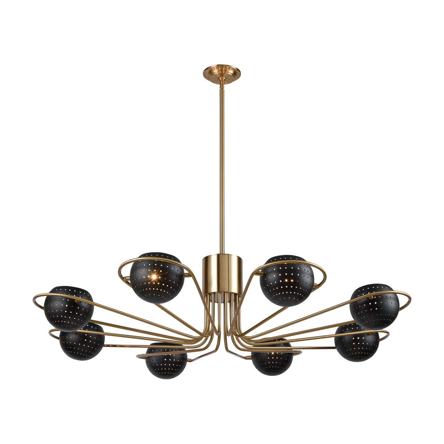 Scarab Chandelier - Modern Aged Brass & Semi-Gloss Black Finish - Elegant Lighting for Dining Room, Living Room or Bedroom