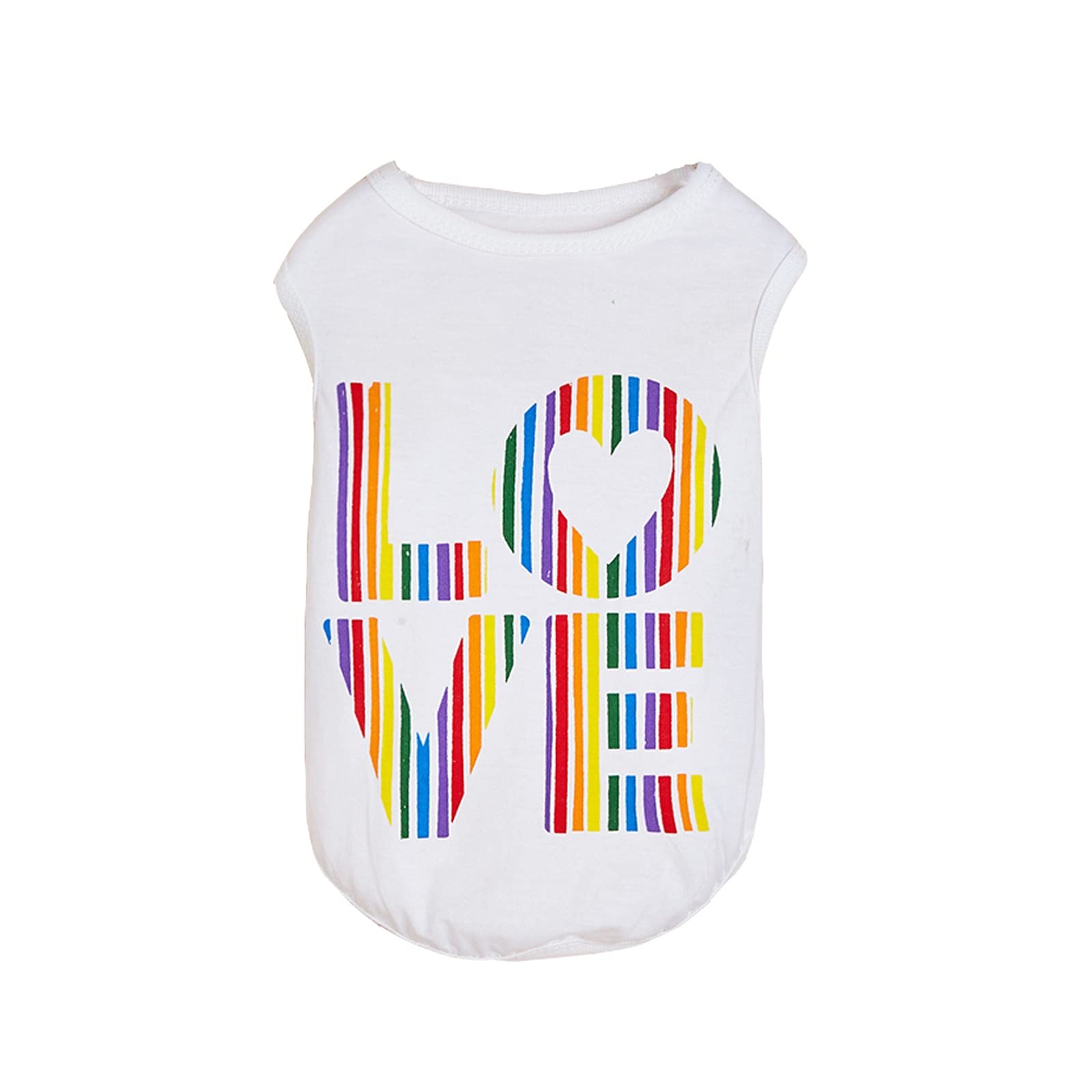 Striped Sleeveless Rainbow T-Shirt for Small Dogs & Cats - Breathable Pet Vest Apparel for Summer Outings & Indoor Playtime