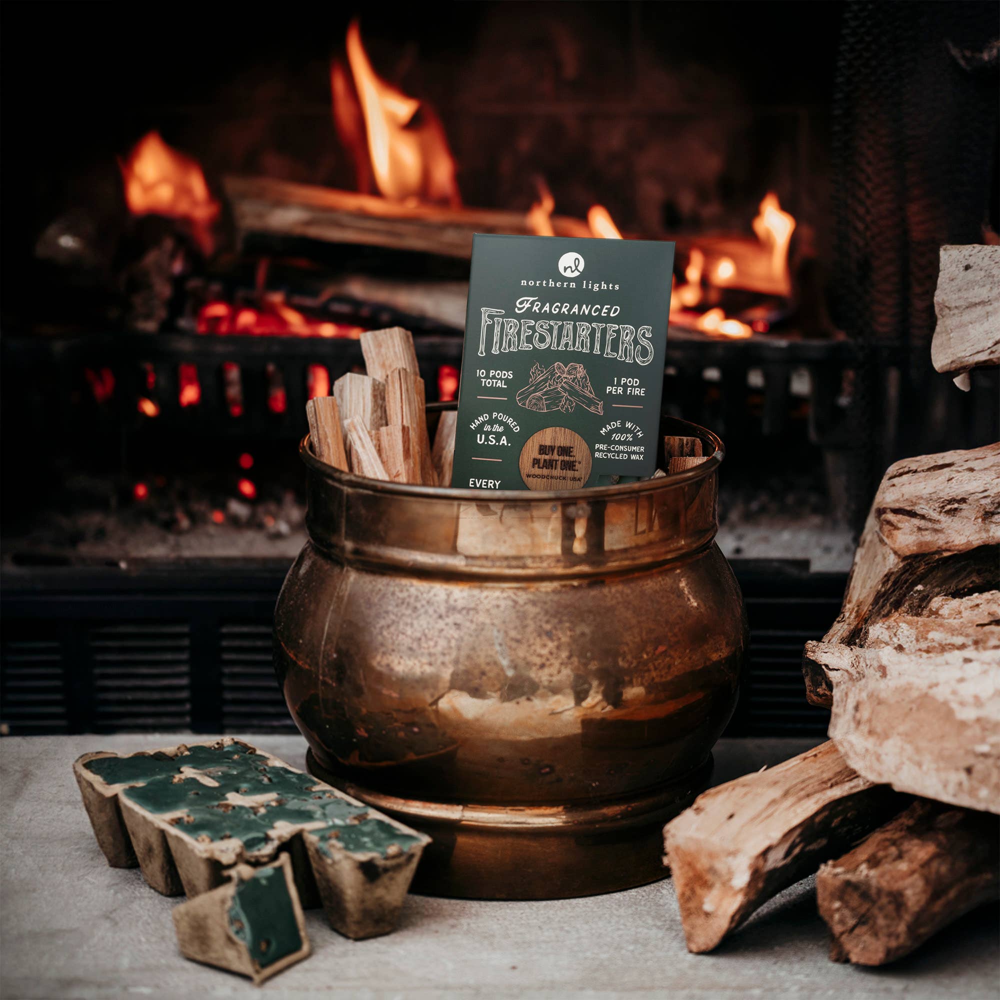 Premium Firestarters with Candied Cinnamon Scent - Long Lasting Fire Starters for Camping, Fireplace & Outdoor Adventures