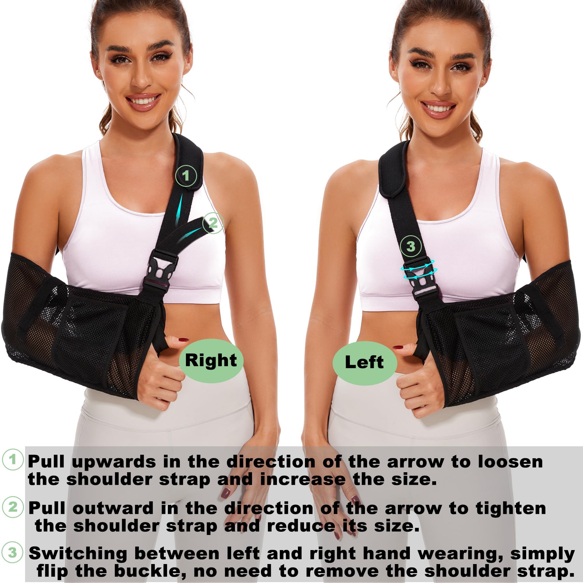 Adjustable Mesh Arm Sling for Shoulder Support - Medical Grade Post-Surgery Brace for Rotator Cuff Injury, Wrist, Elbow & Clavicle Fracture (Medium) - Left/Right Arm - Unisex Design for Men & Women - Ideal for Shower Use & Daily Recovery