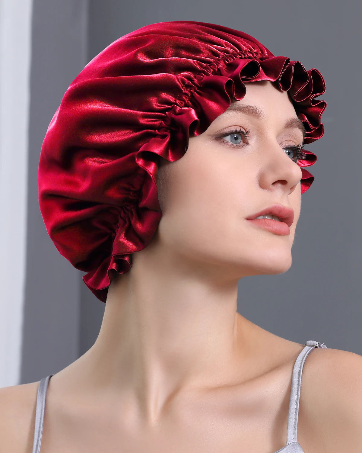 Luxury Flounced Silk Sleep Cap for Women - Soft & Breathable Night Hair Cover - Perfect for Bedtime, Travel & Hair Protection