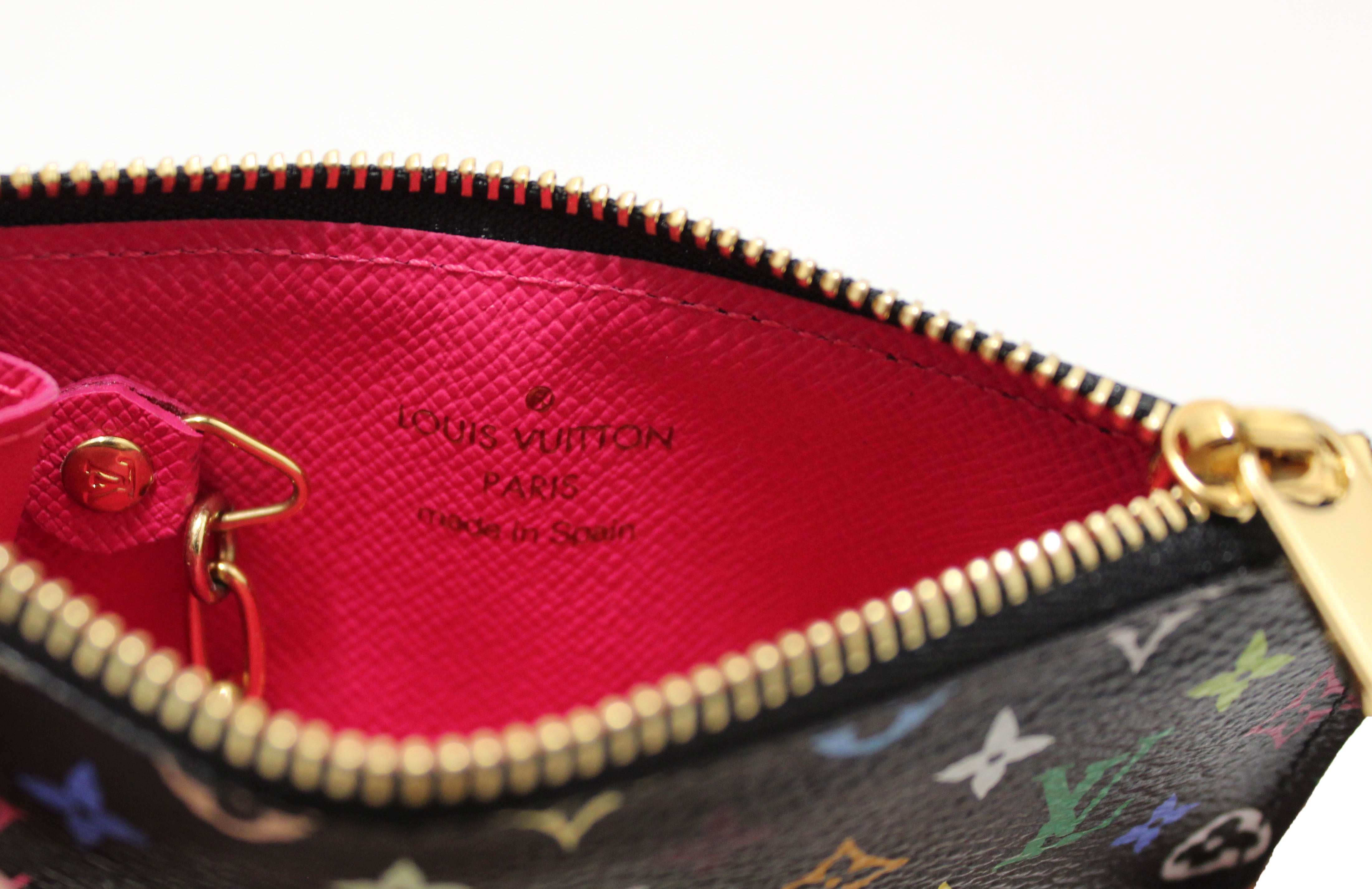 Authentic Louis Vuitton Black Multicolor Key Pouch Wallet - Compact Coin Purse & Key Holder for Women | Perfect for Everyday Use, Travel & Gift Giving