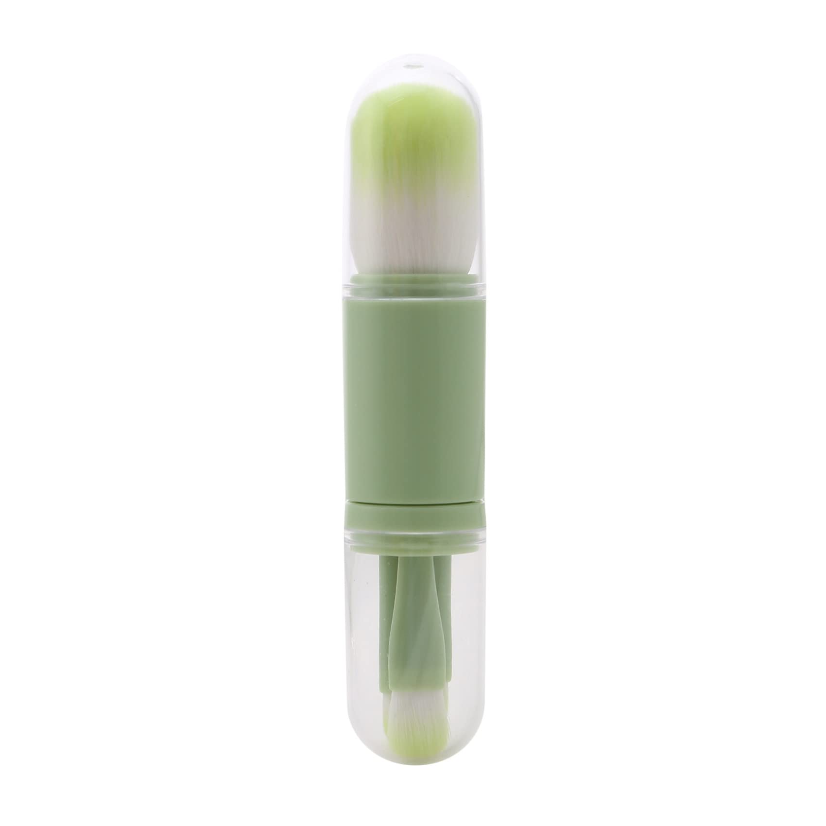 4 in 1 Adjustable Portable Makeup Brush Set - Foundation Brush, Powder Brush & Eyeshadow Brushes for Flawless Face Makeup | Perfect for Travel & Professional Use (Fruit Green)