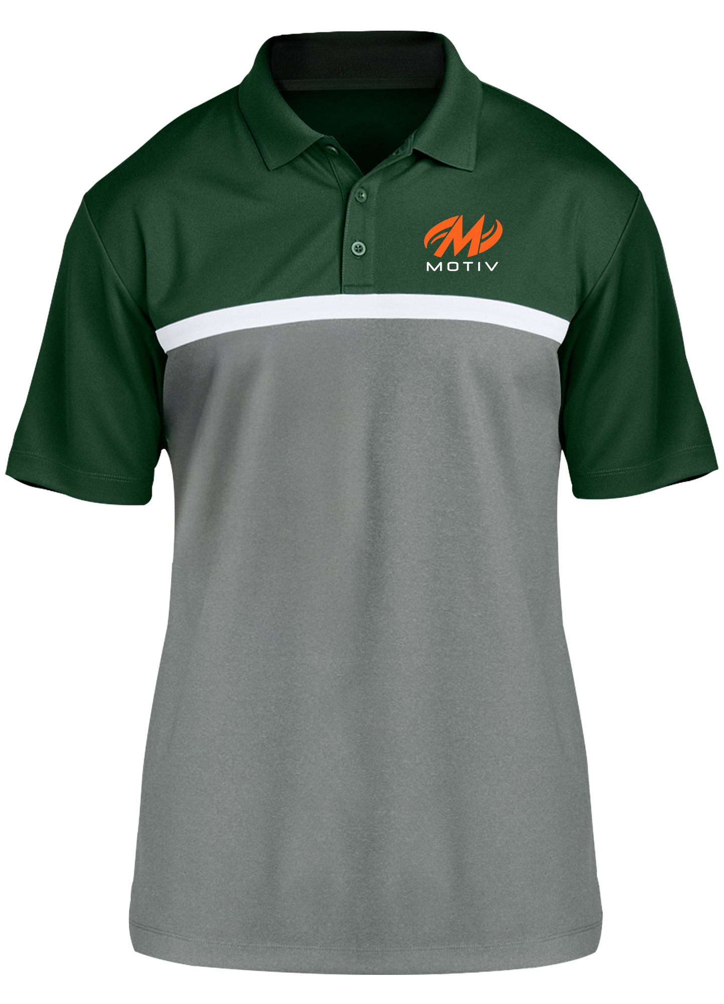 Motiv Competitor Polo Shirt for Men - Green, White & Gray - Breathable & Comfortable Golf & Casual Wear