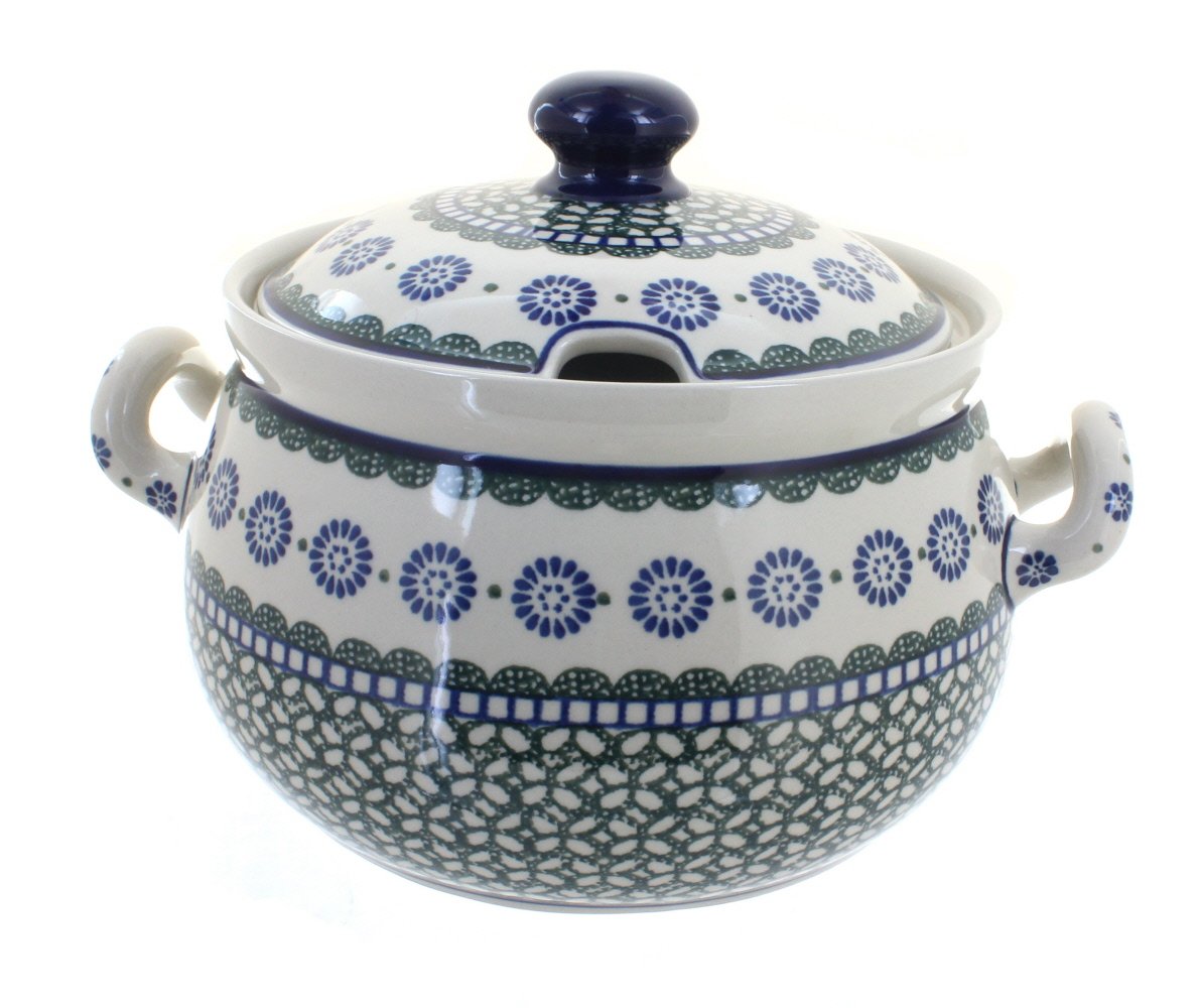 Blue Rose Pottery Maia Stoneware Soup Tureen with Lid - 8 Inch Round Serving Bowl, 15 Cup Capacity (5.75