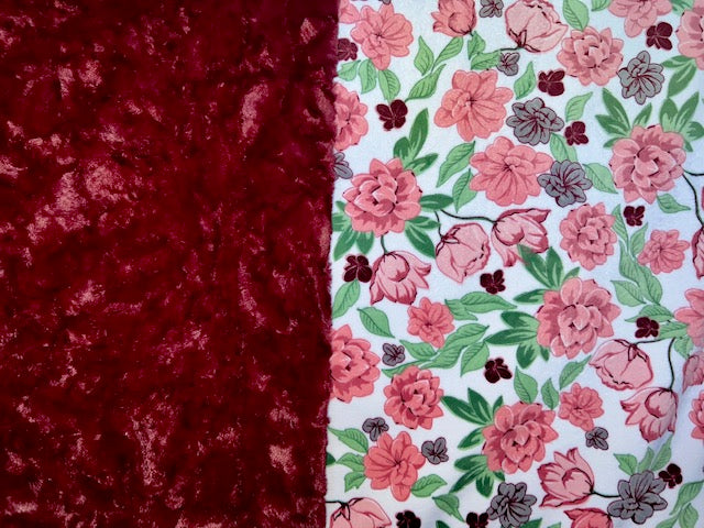 Luxury Coral Floral Print Marble Merlot Minky Blanket for Adults - 54x80 Inches, Soft & Cozy Throw Blanket for Bed, Sofa, and Home Decor
