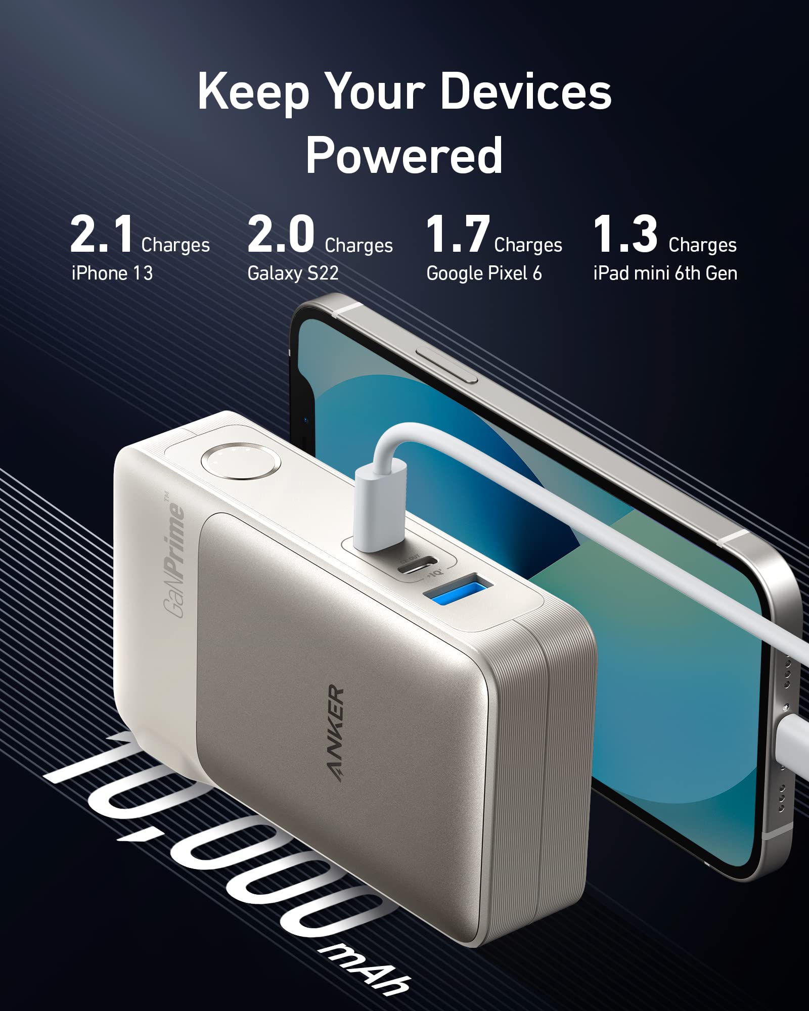 Anker GaNPrime Power Bank & 65W Wall Charger 2-in-1 - 10,000mAh 30W USB-C Portable Battery Pack - Fast Charging for iPhone 15/14/13 Series, Samsung Galaxy, Google Pixel, MacBook, Dell Laptops - Perfect for Travel, Work, and Emergency Power Backup