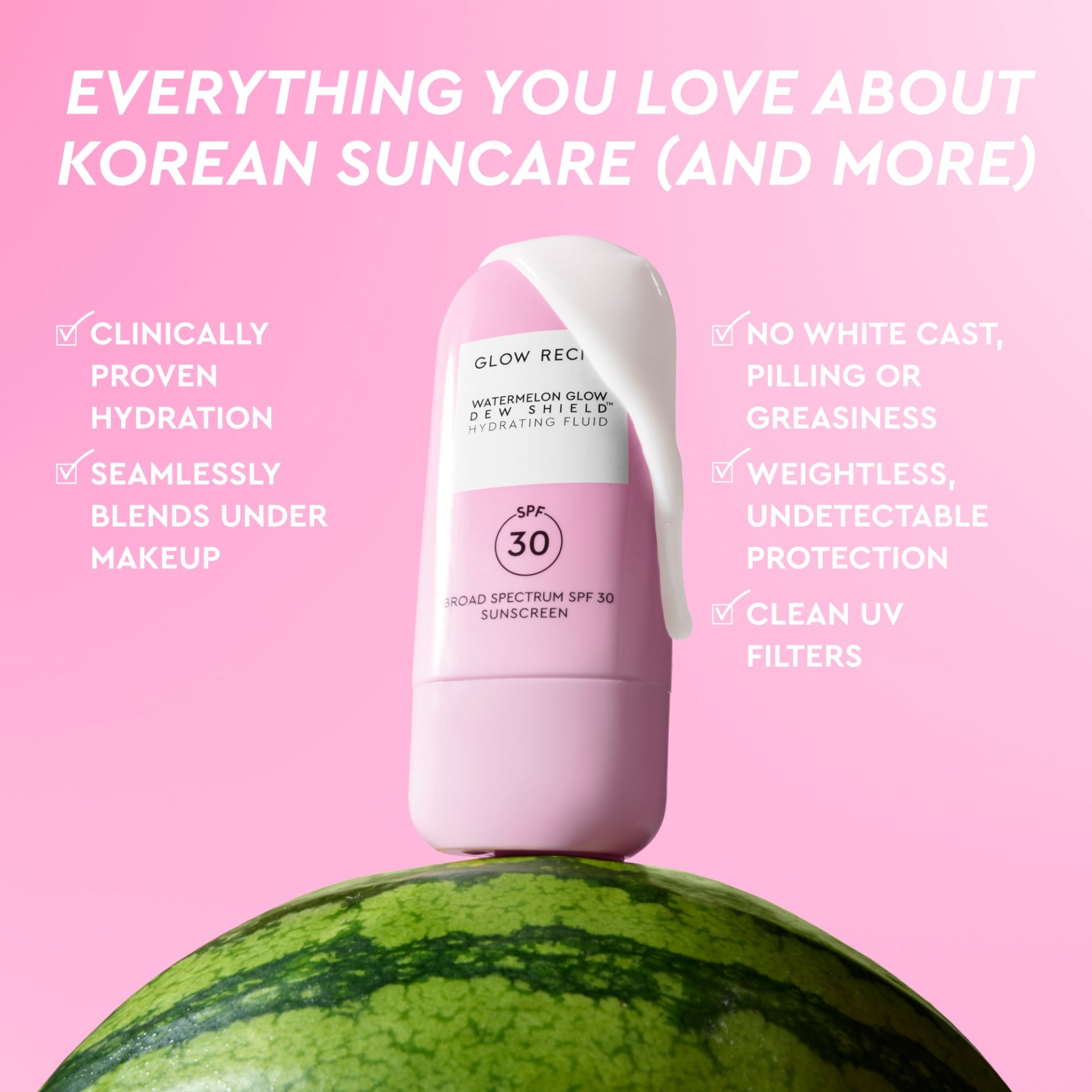 Watermelon Glow Dew Shield SPF 30 Sunscreen - Hydrating & Lightweight Daily Face Moisturizer with Broad Spectrum Protection for Glowing Skin | Perfect for Summer, Beach & Outdoor Activities