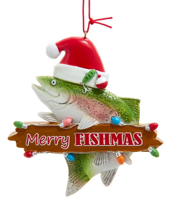 4 Merry Fishmas Trout Ornament - Christmas Tree Decorations for Holiday Fishing Lovers | Perfect for Xmas Gifts, Home Decor & Festive Party Supplies