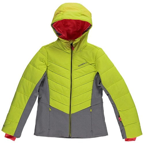 O'Neill Perform Girls Virtue Ski Jacket - Waterproof Winter Jacket for Kids, Insulated Snow Coat with Hood - Pyranine Yellow - Perfect for Skiing, Snowboarding & Outdoor Winter Activities
