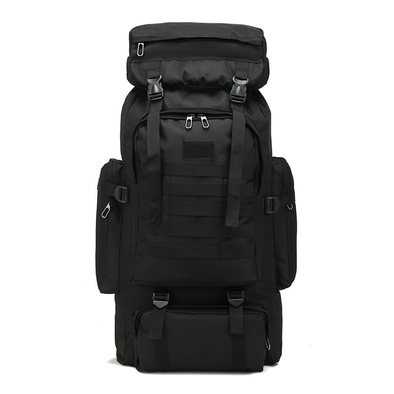80L Waterproof Camping Backpack for Men - Large Capacity Hiking Bag with Multiple Pockets - Durable Oxford Fabric Outdoor Gear for Camping, Travel & Hiking (Black)