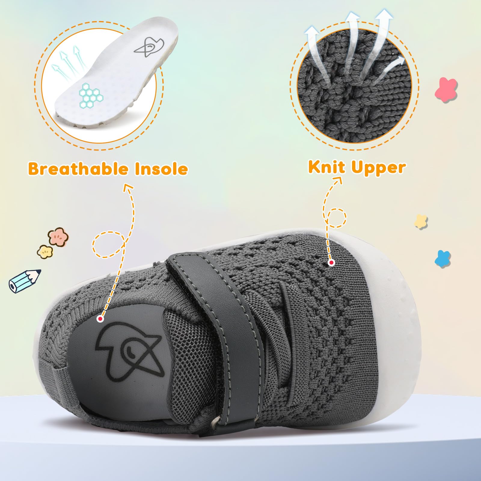 LeIsfIt Baby Walking Shoes for Girls & Boys - Soft Sole Non-Slip First Walkers - Lightweight Infant Sneakers for Early Steps - Perfect for Indoor Play, Outdoor Adventures & Special Occasions