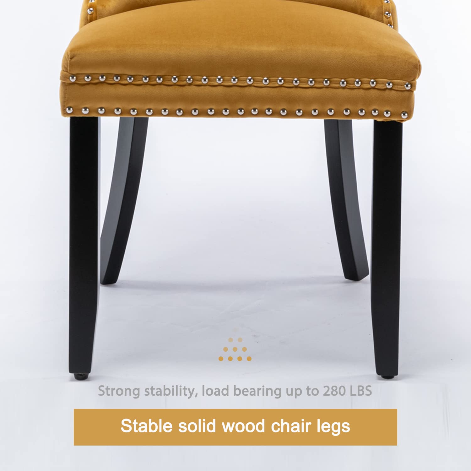 Luxury Velvet Dining Chairs Set of 2 - Tufted Upholstered Accent Chairs with Nailhead Trim & Solid Wood Frame - Elegant Gold Home Decor for Dining Room, Kitchen or Bedroom - Perfect for Entertaining, Family Meals & Cozy Breakfast Nooks