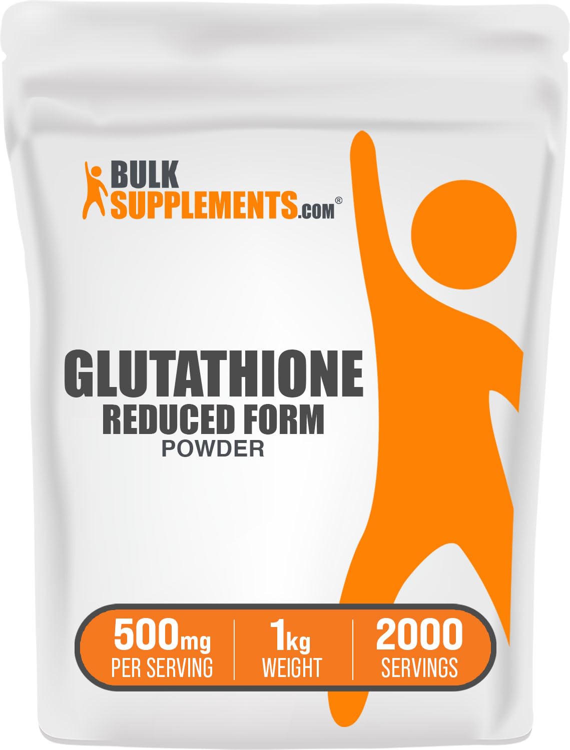 BulkSupplements Pure Glutathione Reduced Powder 500mg - Premium Glutathione Supplement for Immune Support & Detox - 1kg (2.2 lbs) Gluten Free, Vegan - Antioxidant Boost for Skin Whitening, Liver Health & Anti-Aging