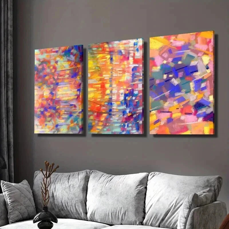 3-Piece Abstract Colorful Texture Oil Painting Wall Art Set - 60x90cm Framed Canvas - High Quality Print - 100% Australian Made - Ready to Hang - Perfect for Living Room, Bedroom & Office Decor