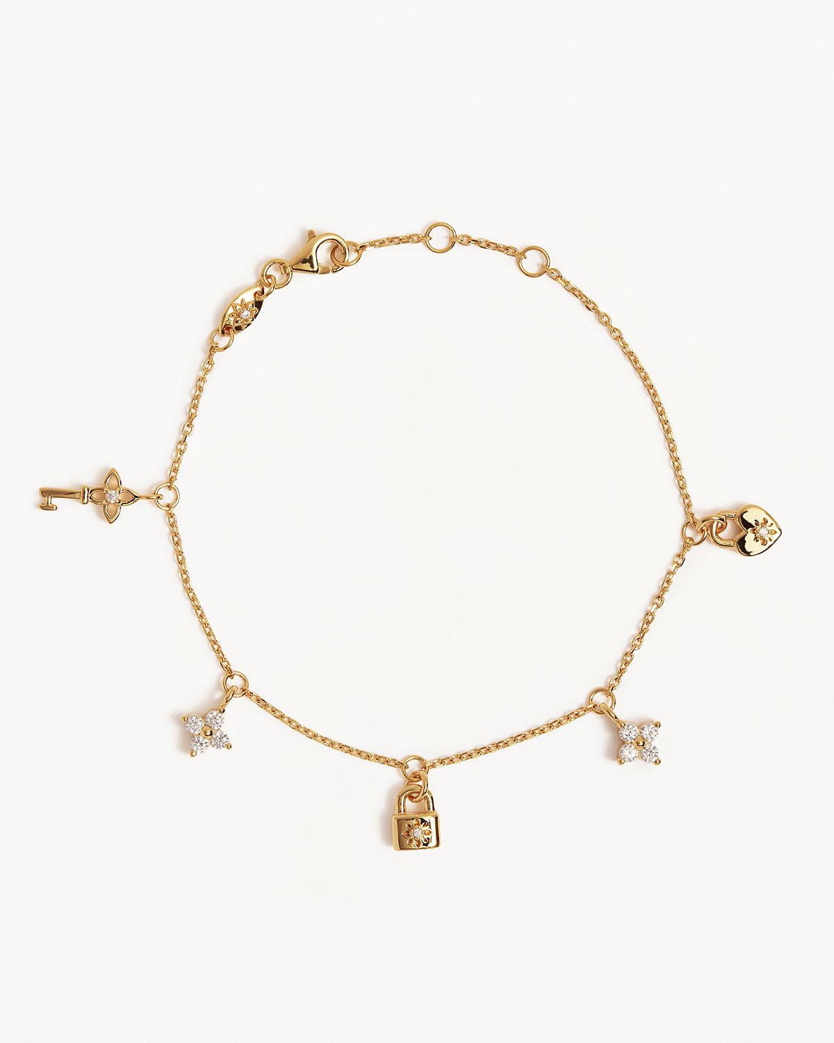 18K Gold Vermeil Love Unlocked Charm Bracelet for Women - Dainty Adjustable Heart Pendant Jewelry Gift for Her - Perfect for Valentine's Day, Anniversary & Romantic Occasions