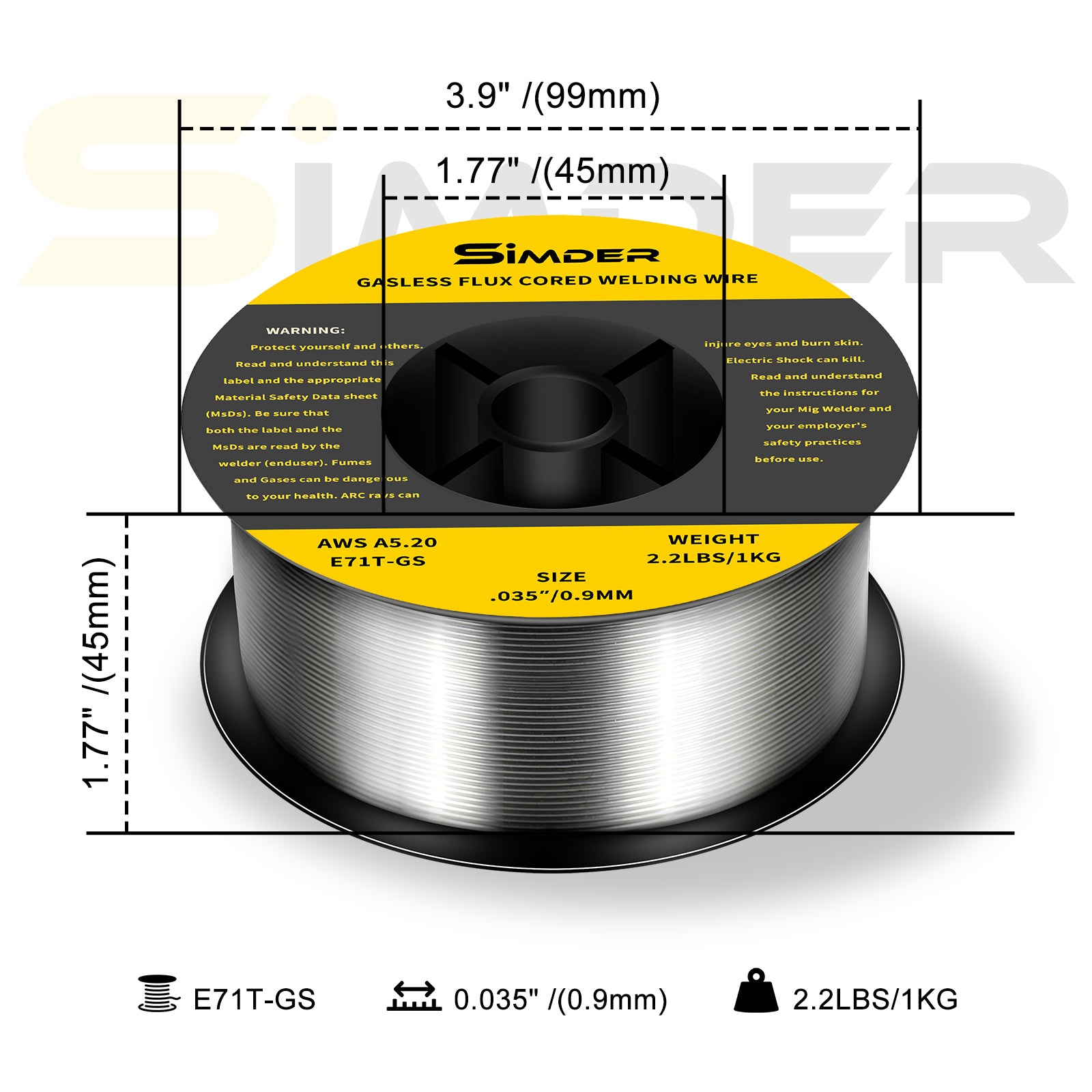 SSimder Flux Core Welding Wire E71TGS .035