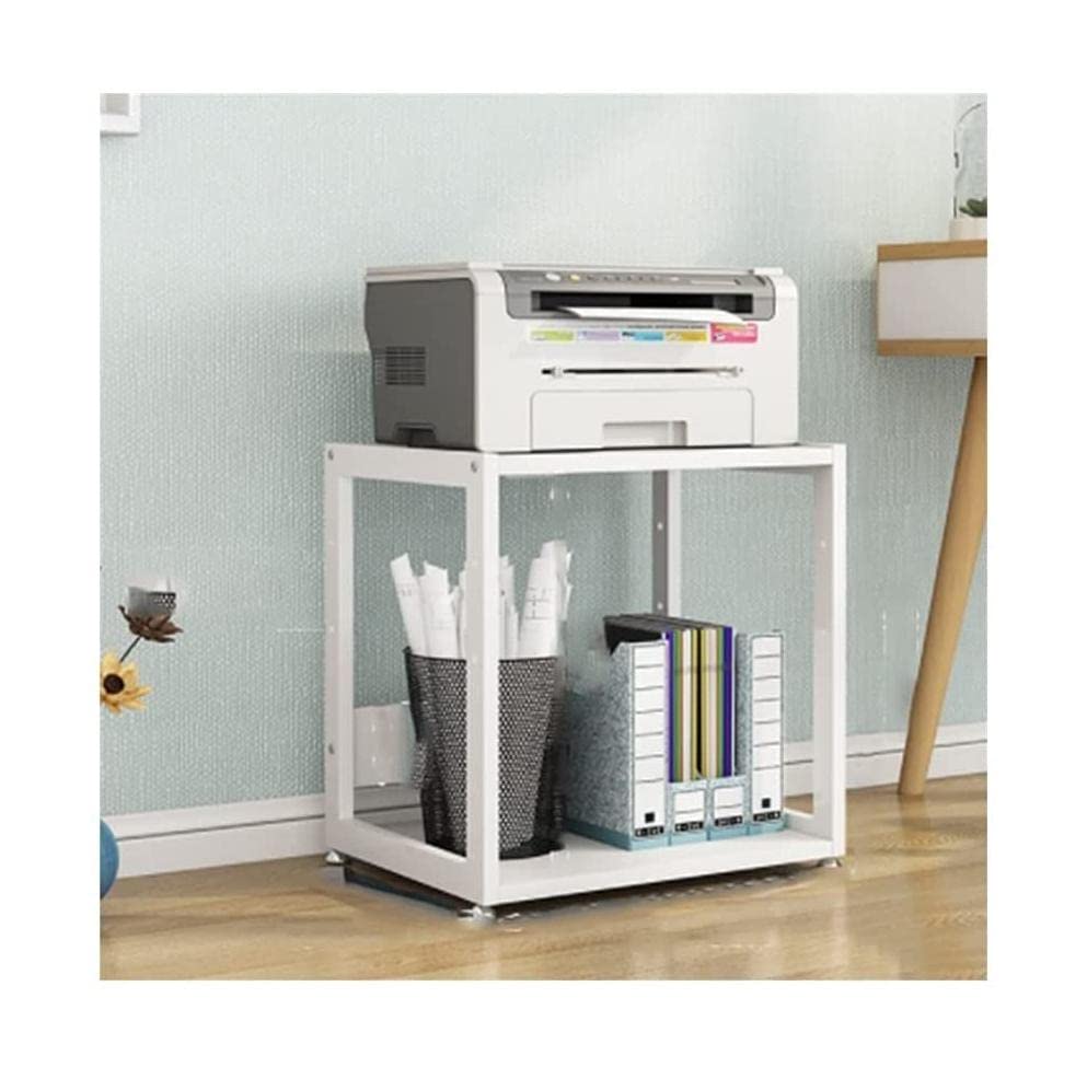 2-Tier Desktop Printer Stand with Non-Slip Feet - Compact Home & Office Printer Organizer for Fax Machine, Scanner, and Office Supplies - Perfect for Small Spaces and Workspace Organization
