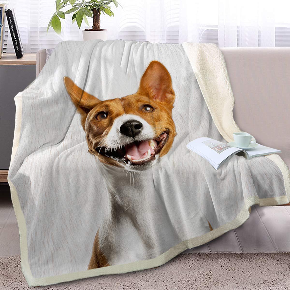 BlessLiving Cute Pug Dog Throw Blanket - 3D Animal Print Reversible Sherpa Fleece Blanket for Bed, Couch & Sofa - Soft Cozy Blanket for Dogs & Pet Lovers - Twin Size 60 x 80 Inches - Perfect for Winter Nights, Movie Time & Home Decor