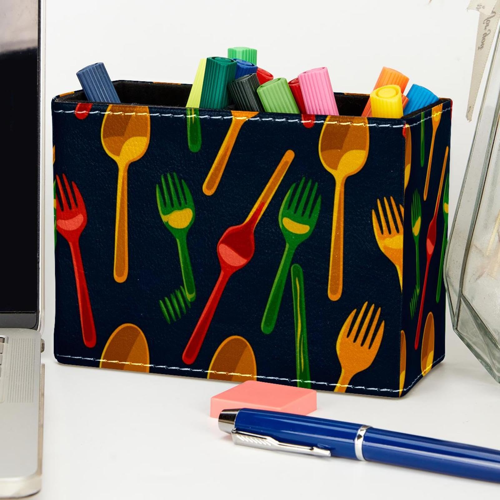 FVQL Pencil Holder & Makeup Brush Organizer - Cute Cartoon Cutlery Storage for Desk, Office, Bathroom | Perfect for School Supplies, Cosmetics & Kitchen Utensils