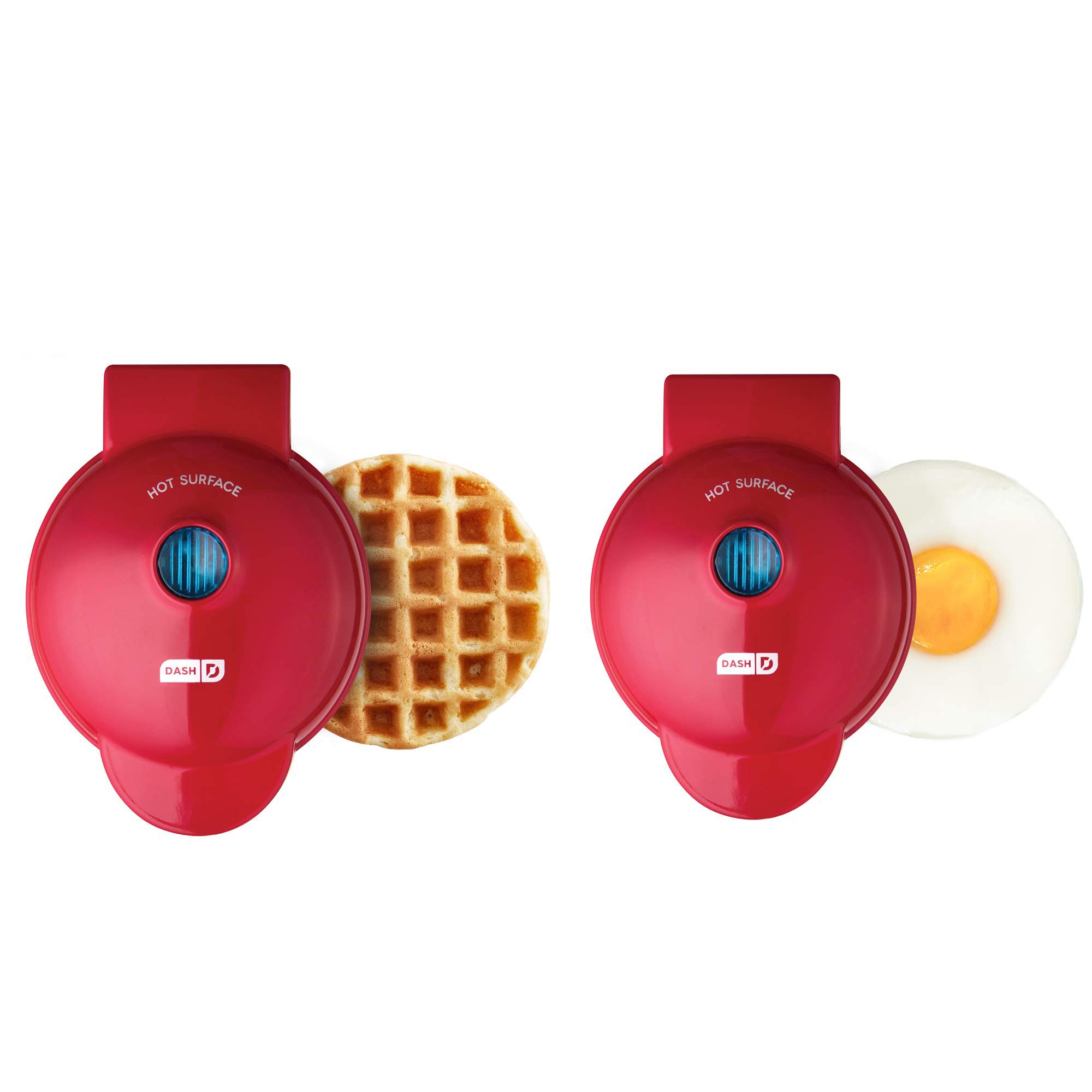 DASH Mini Maker Waffle Maker and Griddle Set - 2-in-1 Breakfast Appliance for Waffles, Pancakes & Sandwiches - Compact Red Waffle Iron Perfect for Small Kitchens, Dorms & Camping