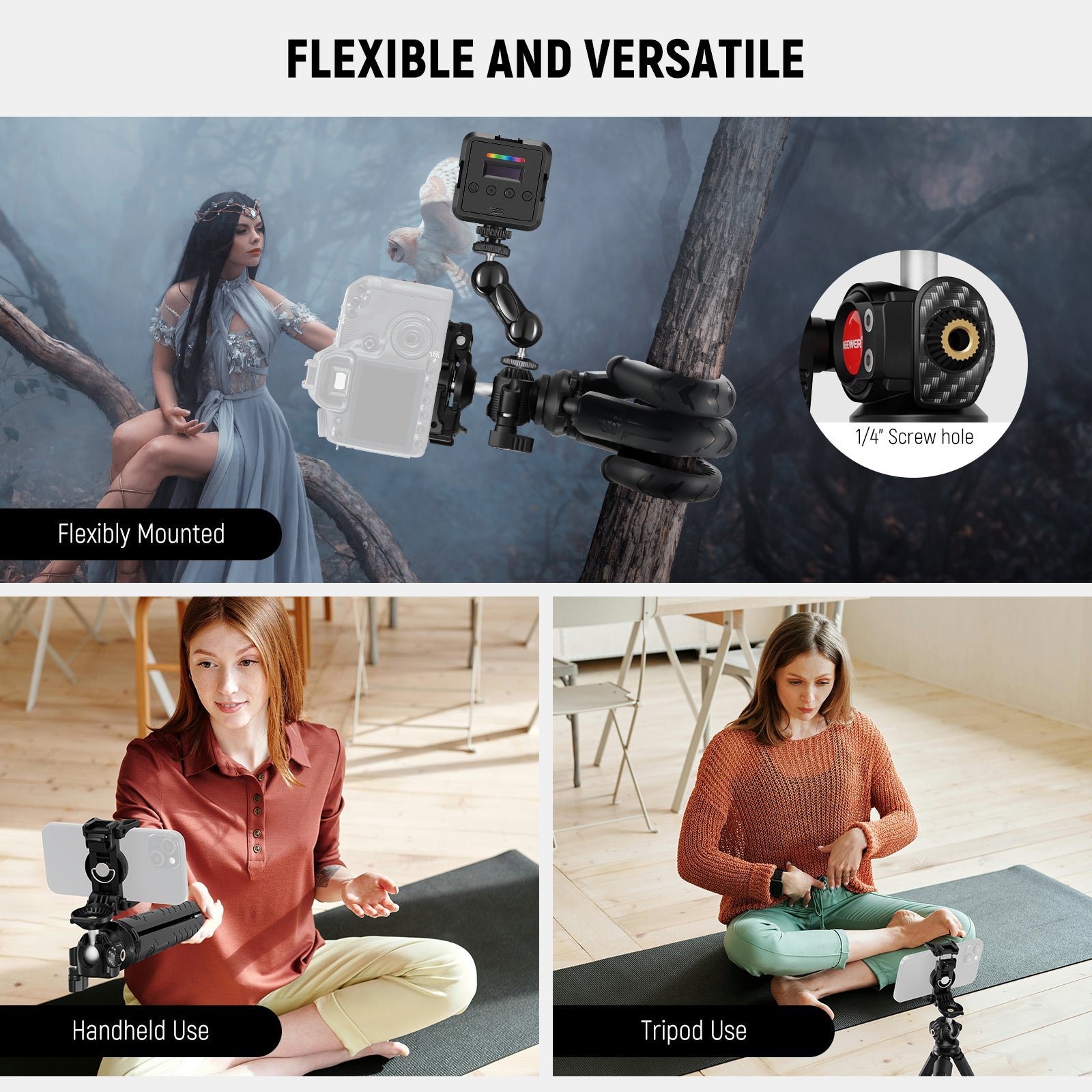 NEEWER TP35 Compact Flexible Tripod Stand with Wireless Remote - Perfect for Vlogging, Photography, and Smartphone Shooting