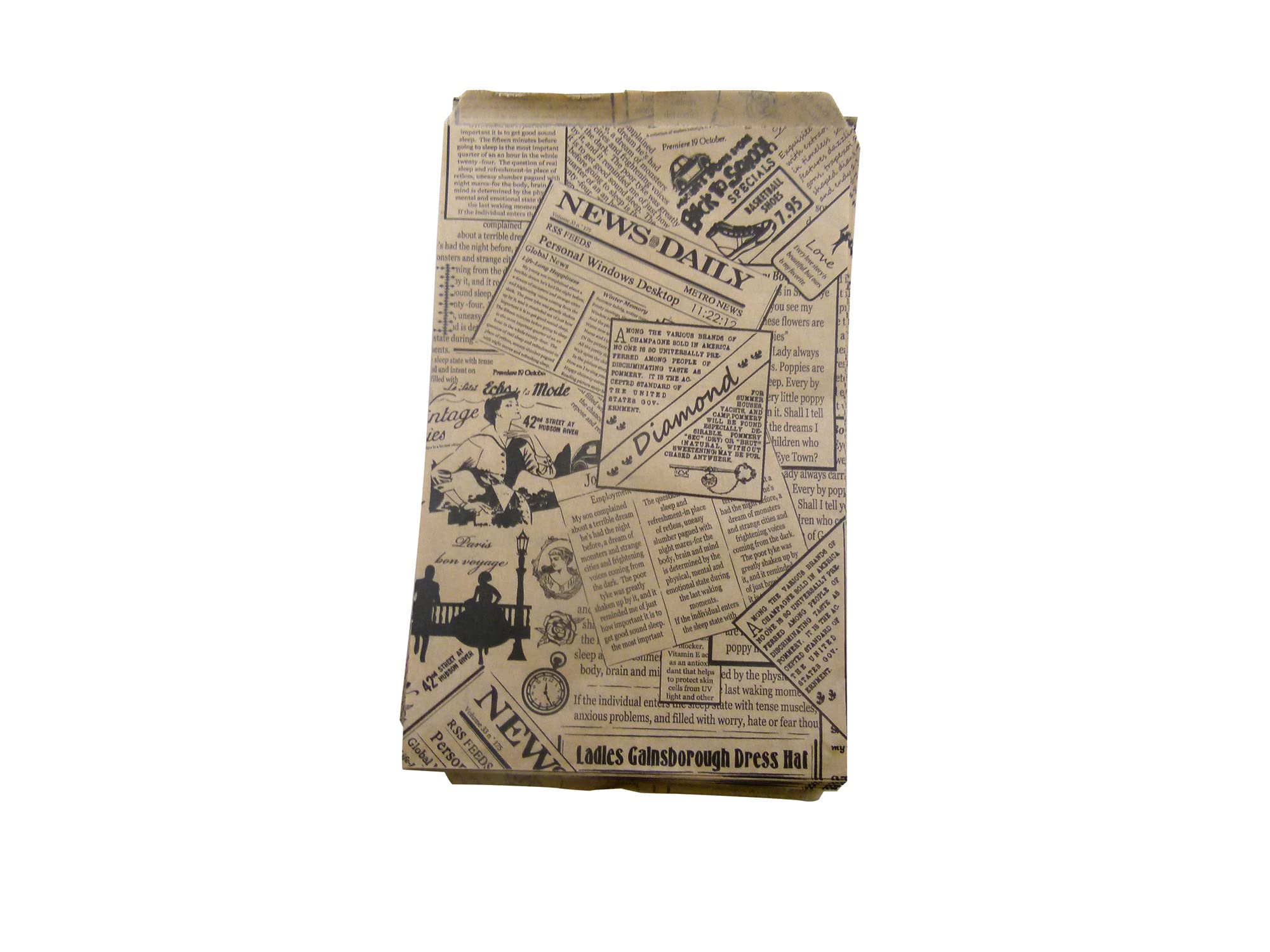 50 Pack 6x9 Inches Newspaper Print & Patterned Gift Bags - Eco-Friendly Party Favor Bags for Candy, Cookies, Merchandise, Pens | Perfect for Birthdays, Weddings, Baby Showers, Holidays & Corporate Events