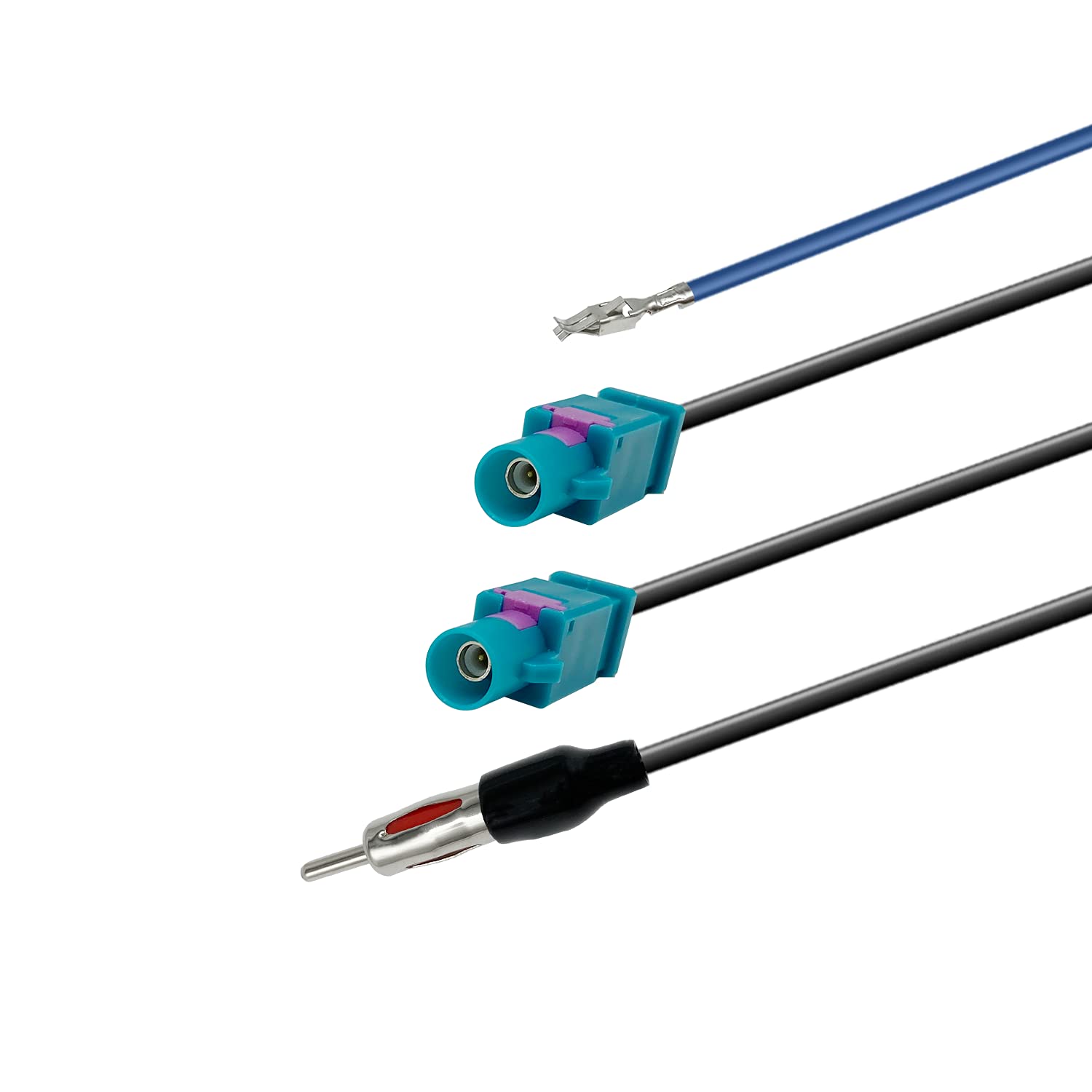 Car Radio AM/FM Antenna Amplifier Splitter - Dual Fakra Z Male to DIN Male Plug Adapter Cable (43CM/16.9IN) - Compatible with FM/AM Car Stereo Systems - Perfect for Signal Boosting in Vehicles & Improved Radio Reception