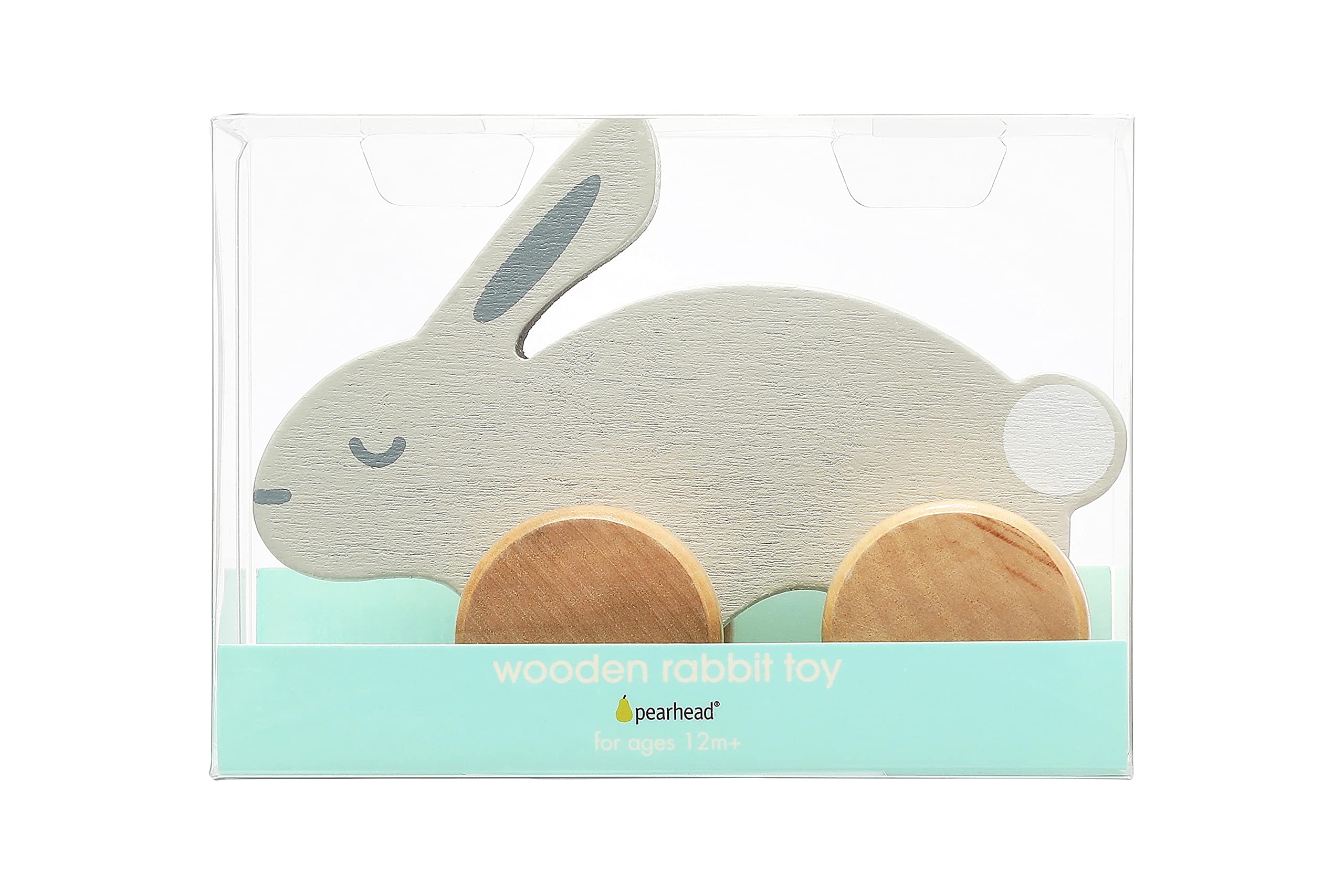Pearhead Wooden Push and Pull Bunny Toy - Montessori Learning Toy for Toddlers & Babies - Easter Basket Gift for Boys & Girls - Perfect Nursery Accessory for Playtime & Early Childhood Development