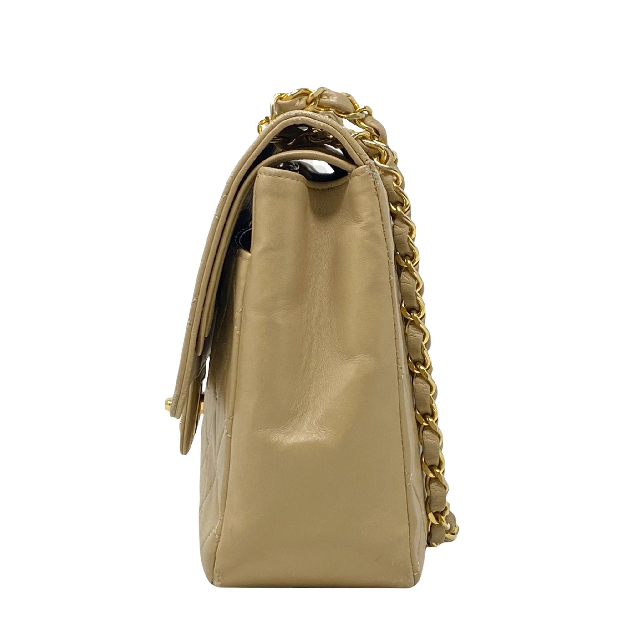 Vintage Chanel Beige Lambskin Medium Flap Bag - Classic Luxury Handbag for Women | Perfect for Date Night, Office & Special Occasions