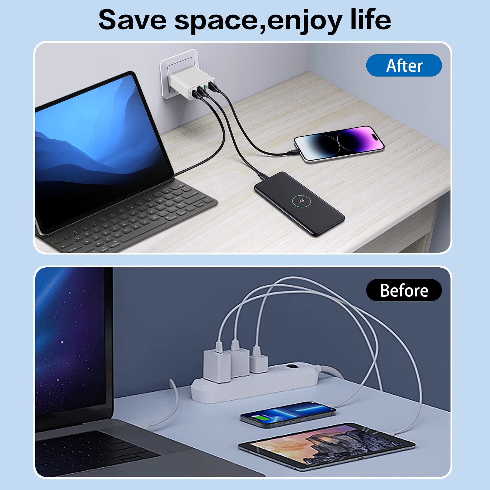 35W USB C Fast Charger Block 4-Port Wall Charger [3-Pack] - Compatible with iPhone 14/13/Pro Max, Samsung Galaxy S22/S21/S9, Google Pixel 6 & Tablets - White | Fast Charging for Home, Office & Travel