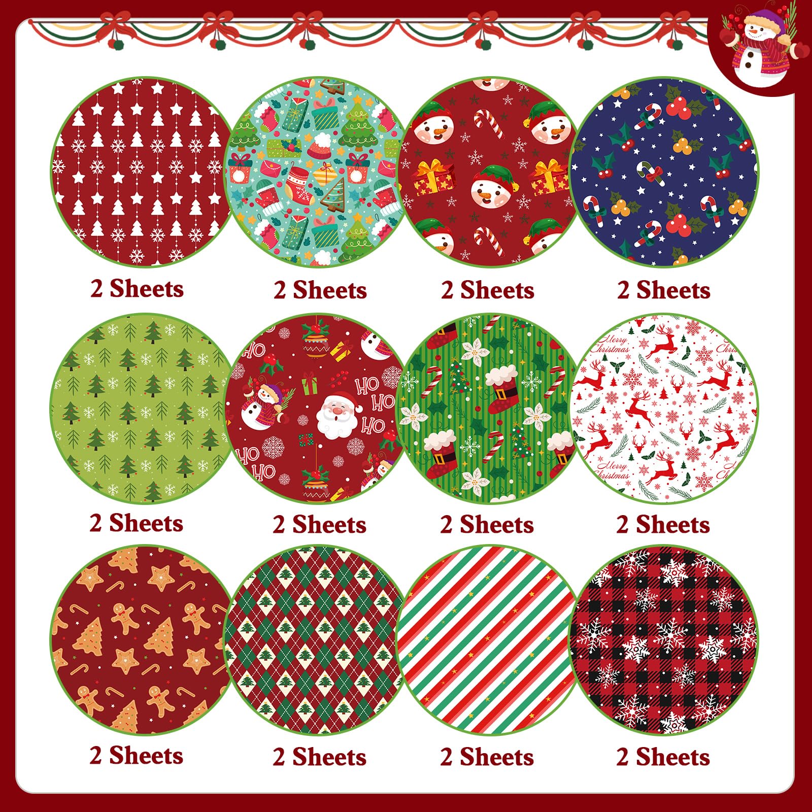 Konsait 24 Sheets 12x12 Double Sided Christmas Scrapbook Paper - Festive Patterned Craft Paper for Card Making, Gift Wrapping, Origami & Scrapbooking | Perfect for Holiday DIY Projects, Christmas Cards & Home Decor