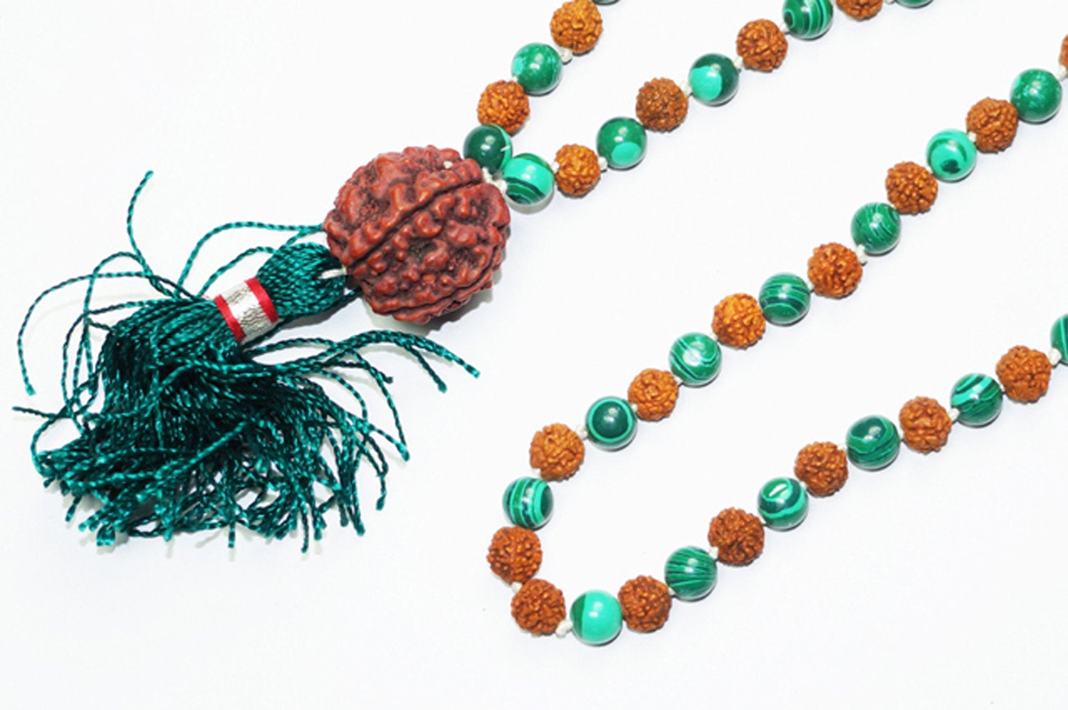 Authentic Turquoise Jade & Rudraksha Meditation Mala Beads - Healing Energy Prayer Necklace for Yoga, Mindfulness & Spiritual Practice