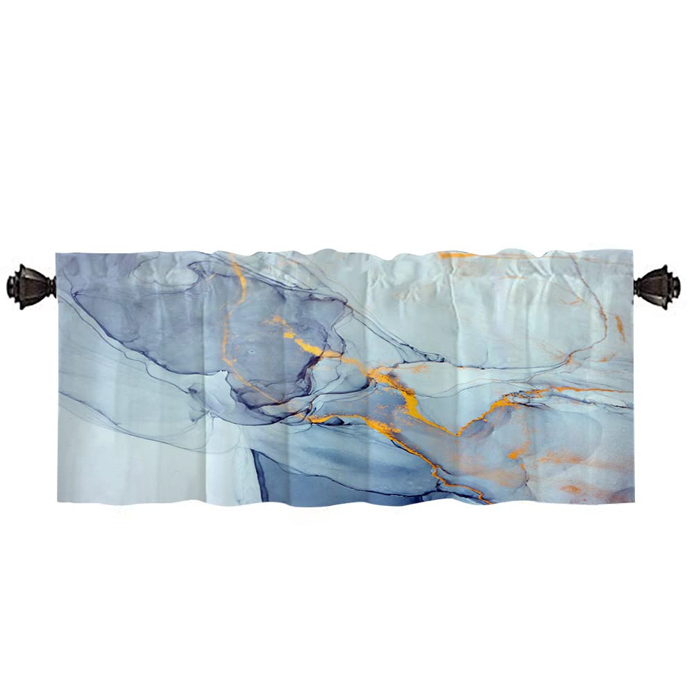 Abstract Teal & Blue Window Valance Curtains 52x18 Inch 2 Pack for Living Room Decor