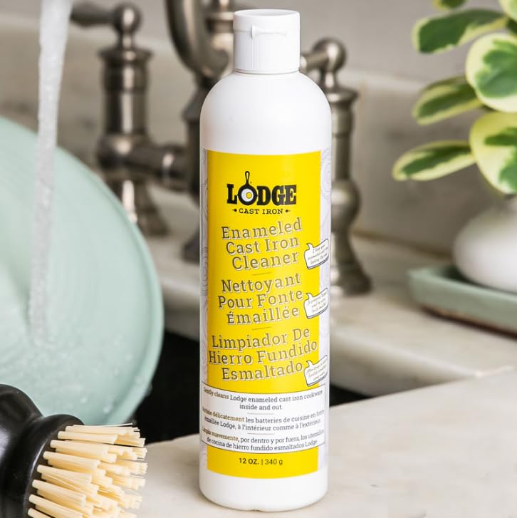 Lodge Enameled Cast Iron Cleaner - 12 Fl Oz | Safe & Effective Cookware Cleaner for Dutch Ovens, Skillets & Grill Pans | Perfect for Kitchen, Camping & Outdoor Cooking