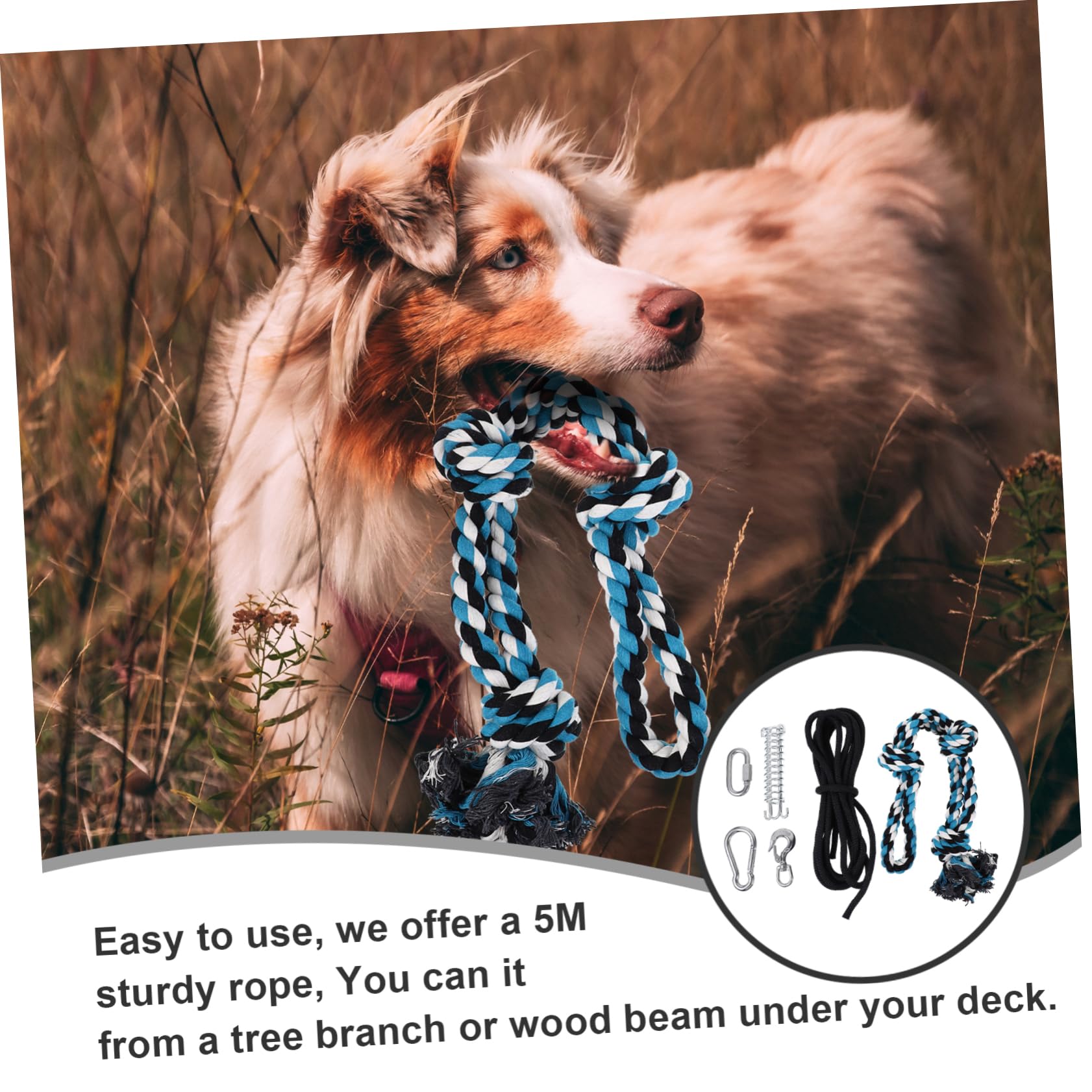 Hemp Spring Pole for Dogs - Durable Pet Spring Pole Rope Toy for Large & Small Dogs - Outdoor Dog Exercise Equipment for Backyard Training & Play