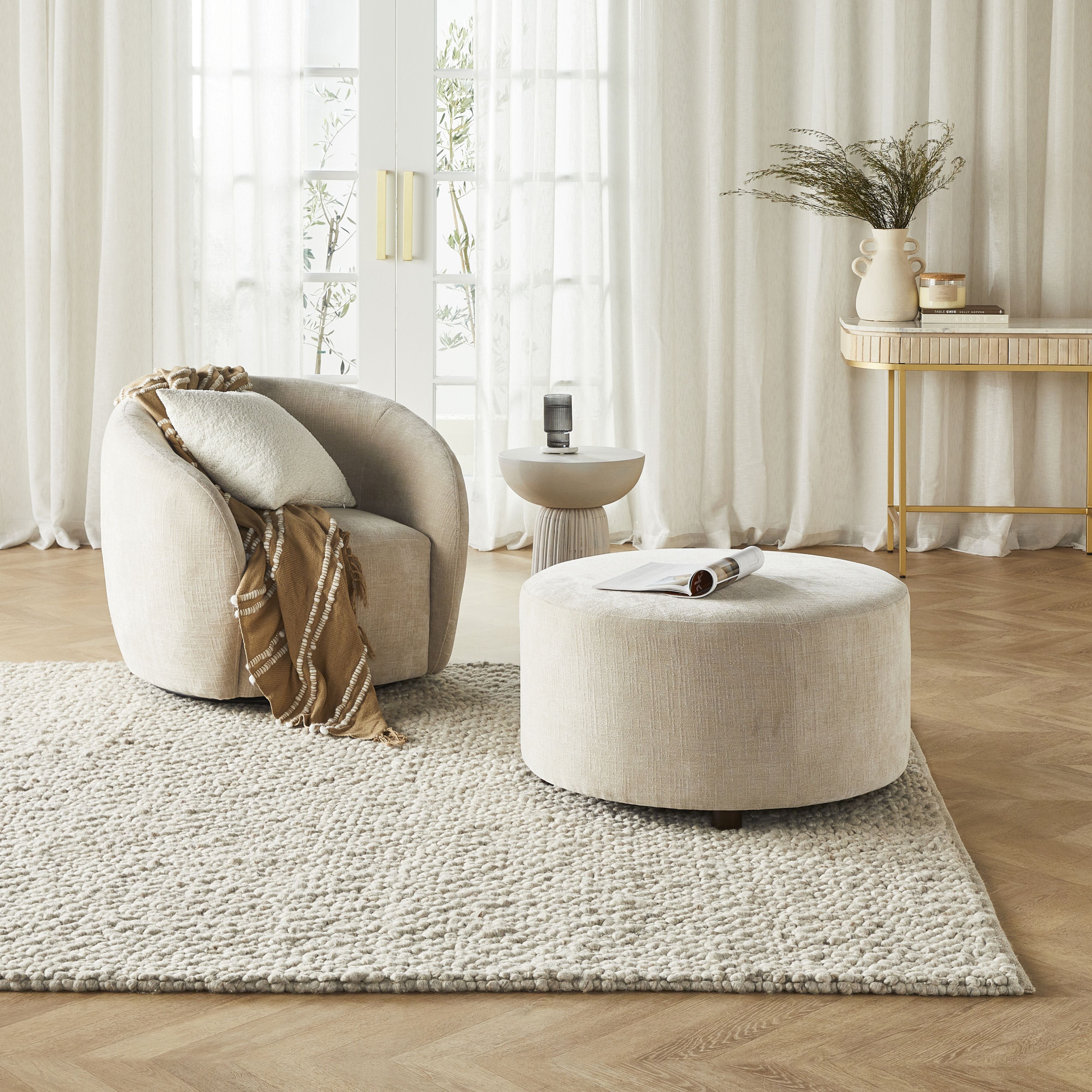 Alessa Ottoman Oasis Dune - Stylish Footrest Pouf with Storage for Living Room, Bedroom & Nursery - Perfect Accent Chair for Home Decor