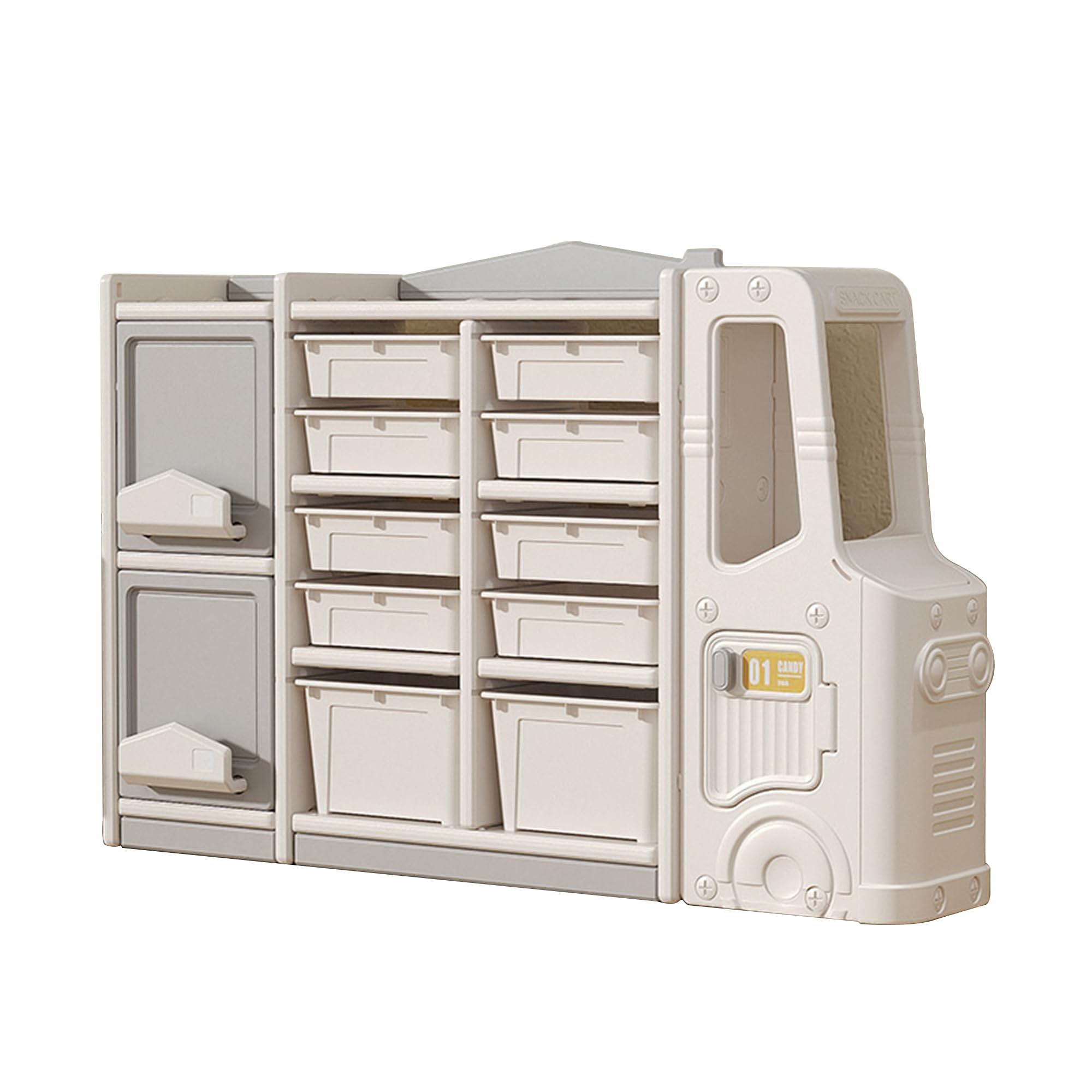 Kids Toy Storage Organizer with 12 Bins - Foldable Grey Toy Box for Bedroom & Playroom Organization | Perfect for Lego, Stuffed Animals & Toy Car Storage