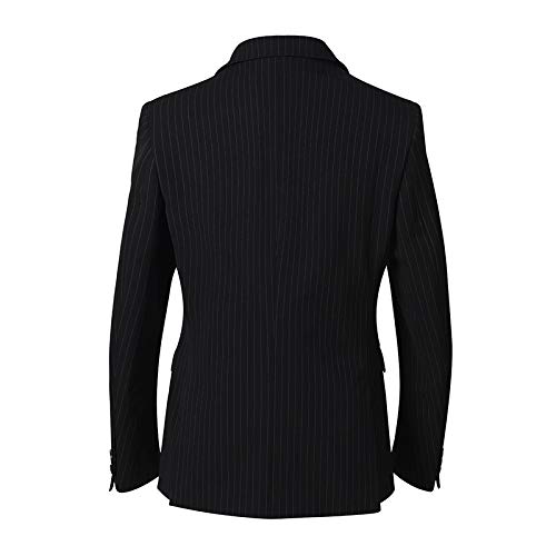 Men's 3-Piece Slim Fit Wool Black Pinstripe Suit Set with Blazer, Vest & Pants | Formal Wedding, Business, Party & Special Occasion Attire