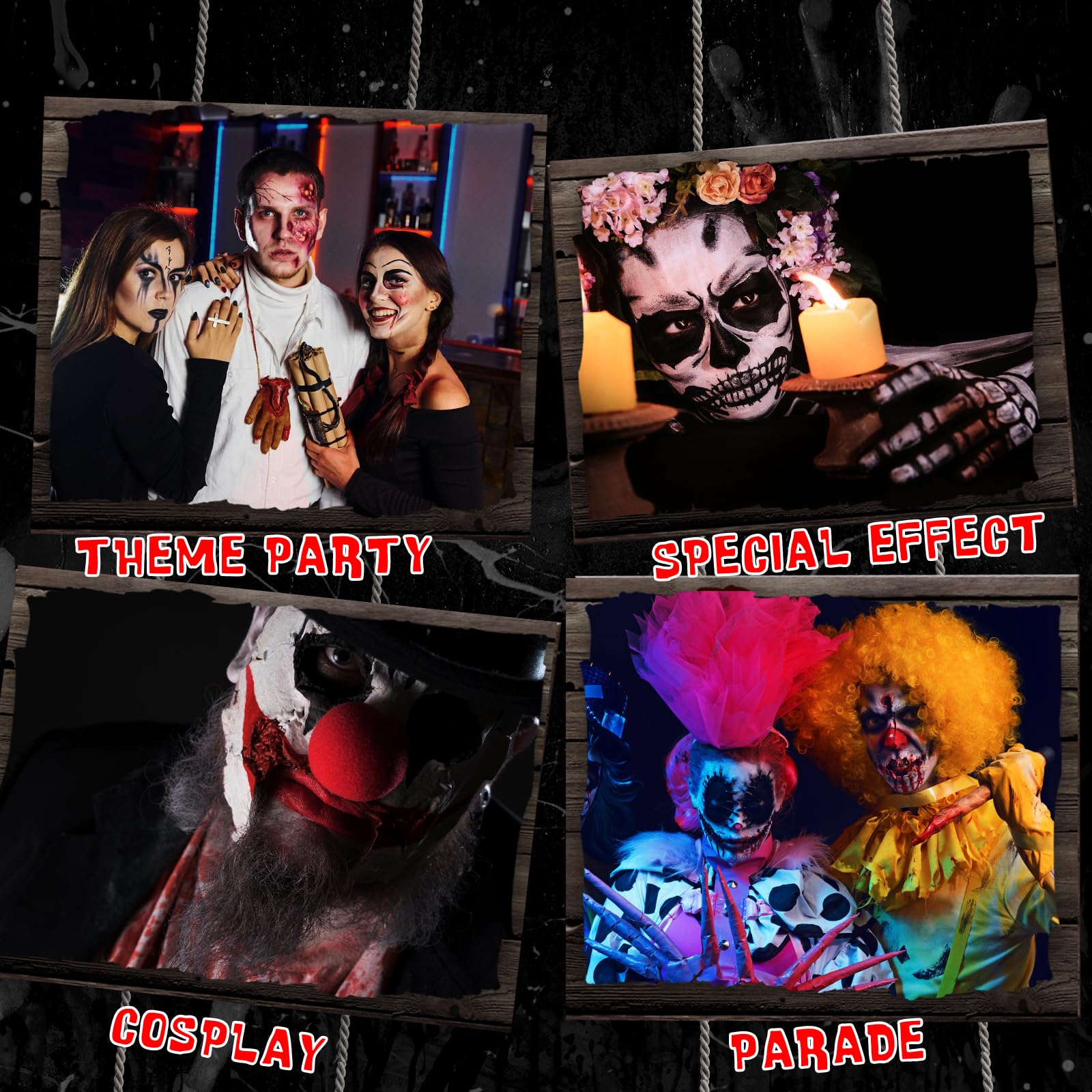 **Ulikey Halloween Makeup Kit - Black & White Face & Body Paint for Special Effects | Zombie, Clown, Fake Wounds & Scars Wax Kit | Perfect for Halloween Cosplay, Parties & Themed Events**