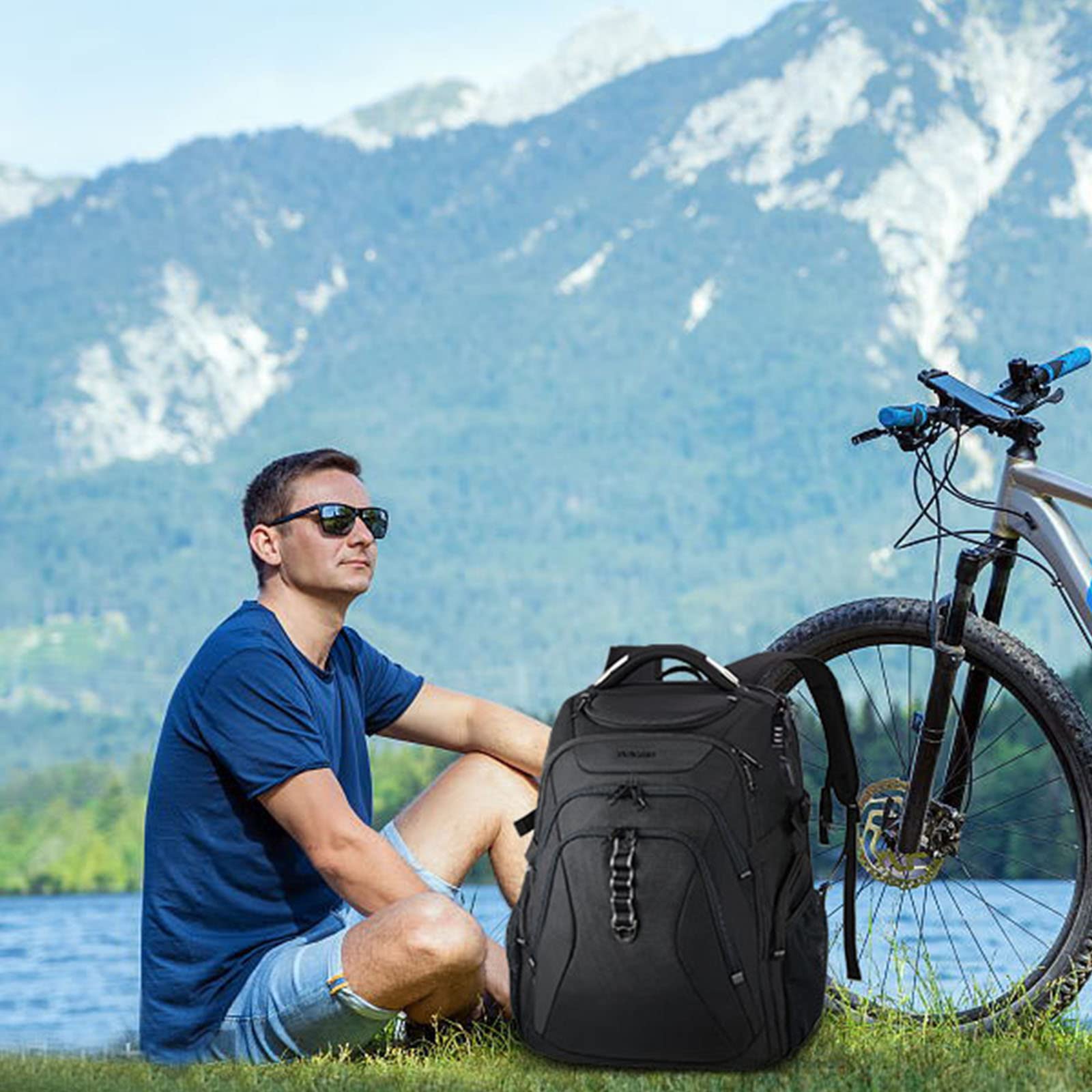 KROSER 18.4 Inch XXXL Travel Laptop Backpack - Water-Resistant Hard Shell Gaming Backpack with RFID Protection & Saferoom Pockets - Stylish Business College Daypack for Men & Women (Black) - Perfect for Work, School, Travel & Commuting