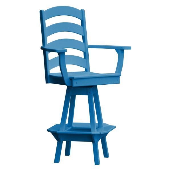 Swivel Bar Stool with Ladder Back & Arms - Adjustable Height Counter Stool for Kitchen Island, Dining & Home Bar