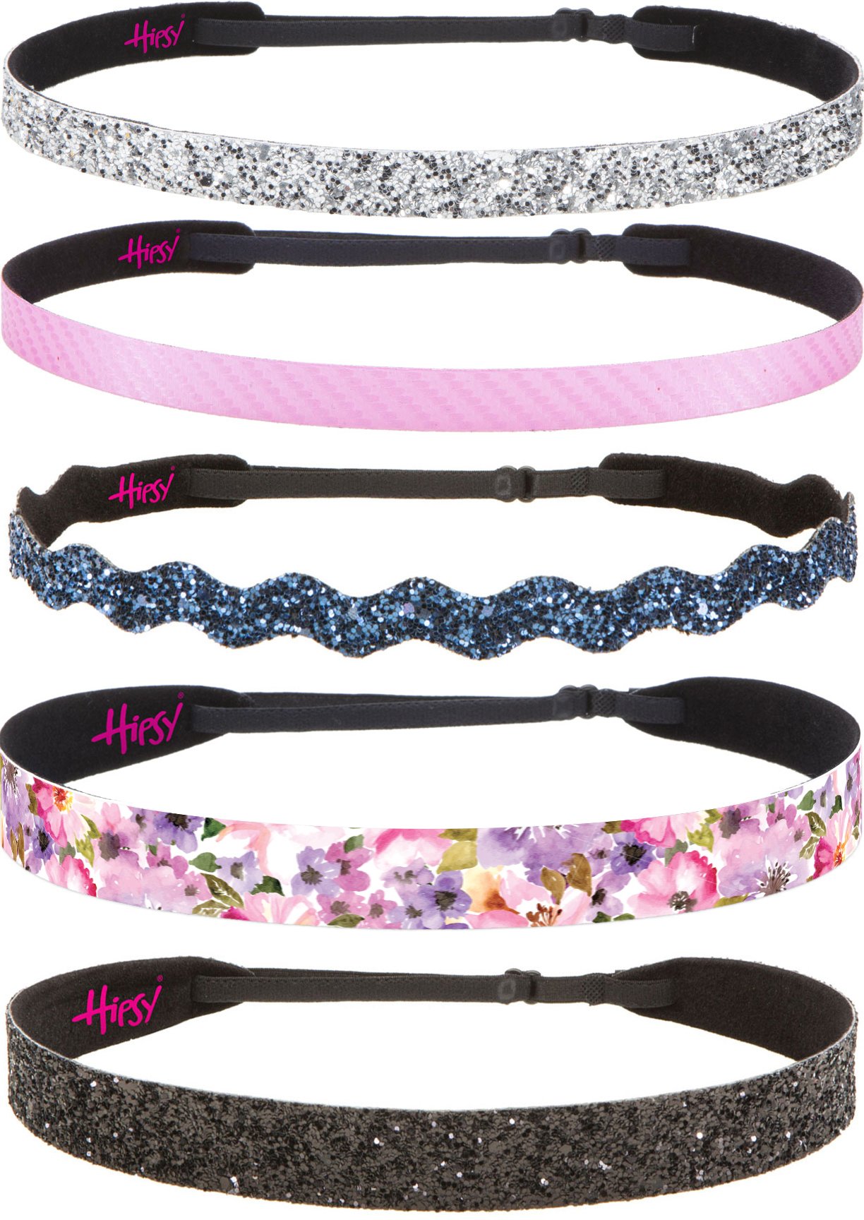Hipsy Adjustable No-Slip Hairbands for Women, Girls & Teens - 5 Pack Spring Floral Headbands - Cute Fashion Hair Accessories for School, Work & Everyday Wear