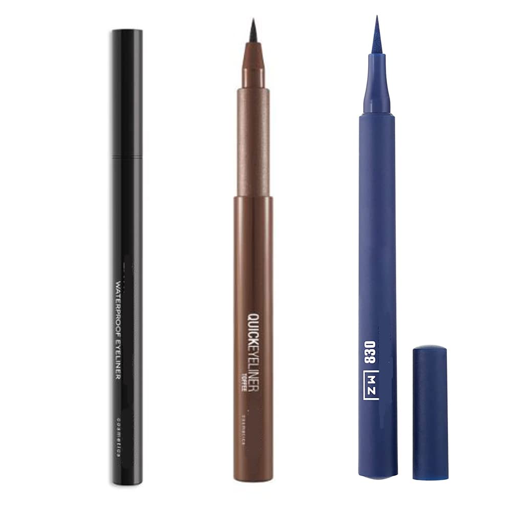 Waterproof Black & Brown Liquid Eyeliner Set - Quick Drying, Long Lasting Eye Liner for Women | Makeup Essentials for Everyday Wear, Party & Special Occasions