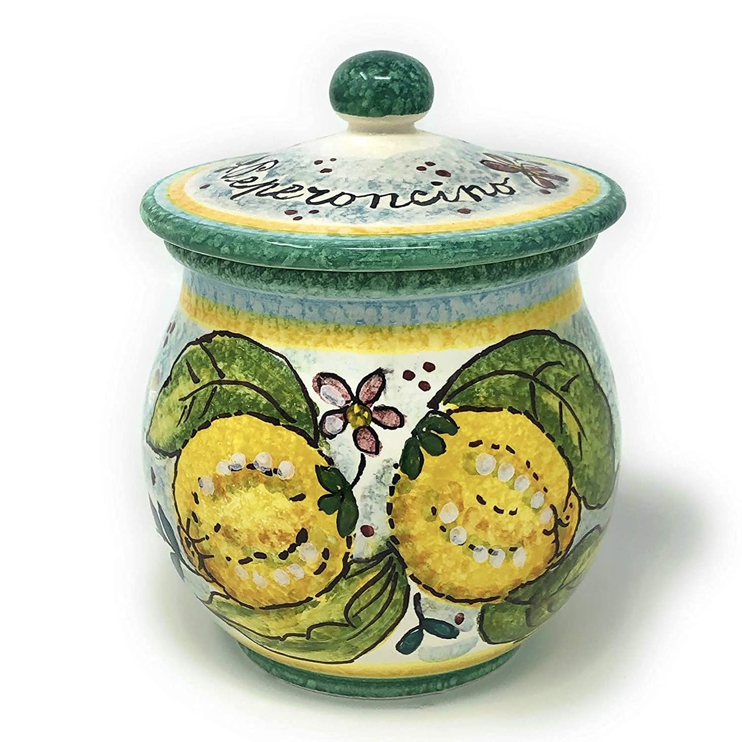 Italian Ceramic Chilli Pepper Jar Holder - Hand Painted Tuscan Art Pottery, Peperoncino Kitchen Decor, Made in Italy | Perfect for Spice Storage, Italian Kitchen Decor & Gift Ideas